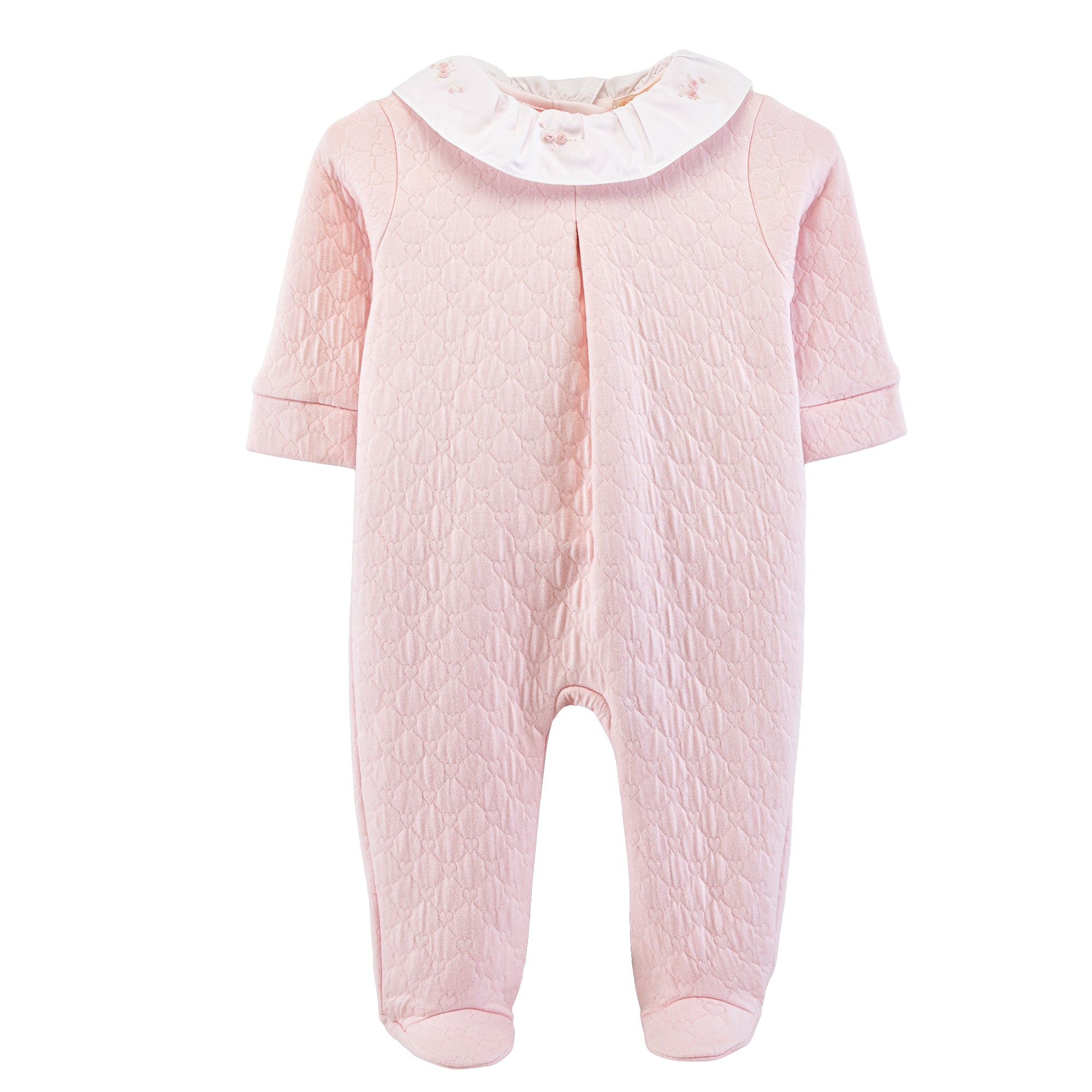 Baby Club Chic Delicate Roses Jacquard Ruffle Collared Footie