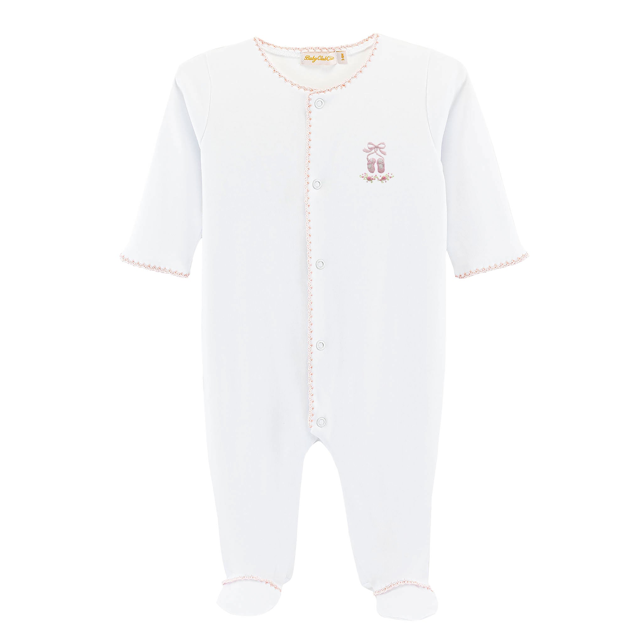 Baby Club Chic Sugarplum Steps Footie with Crochet Trim