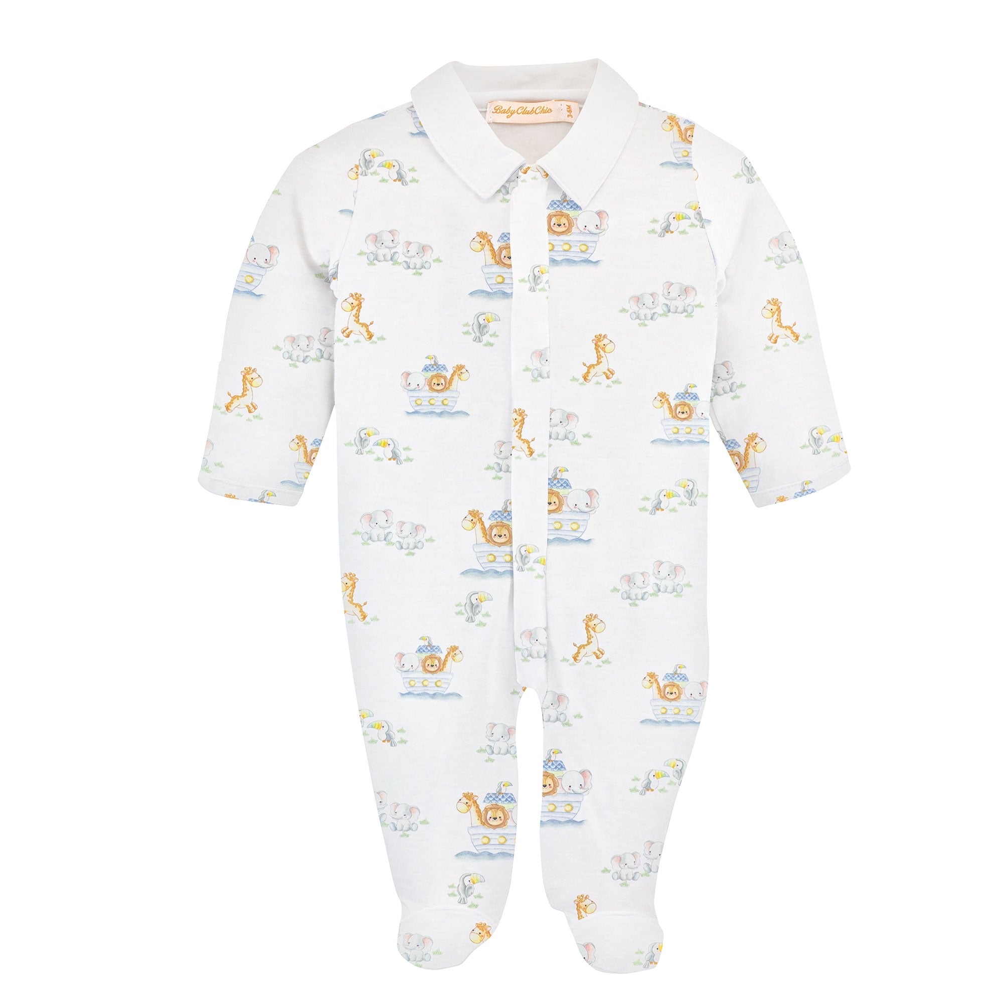 Baby Club Chic Noah's Ark Printed Footie with Collar