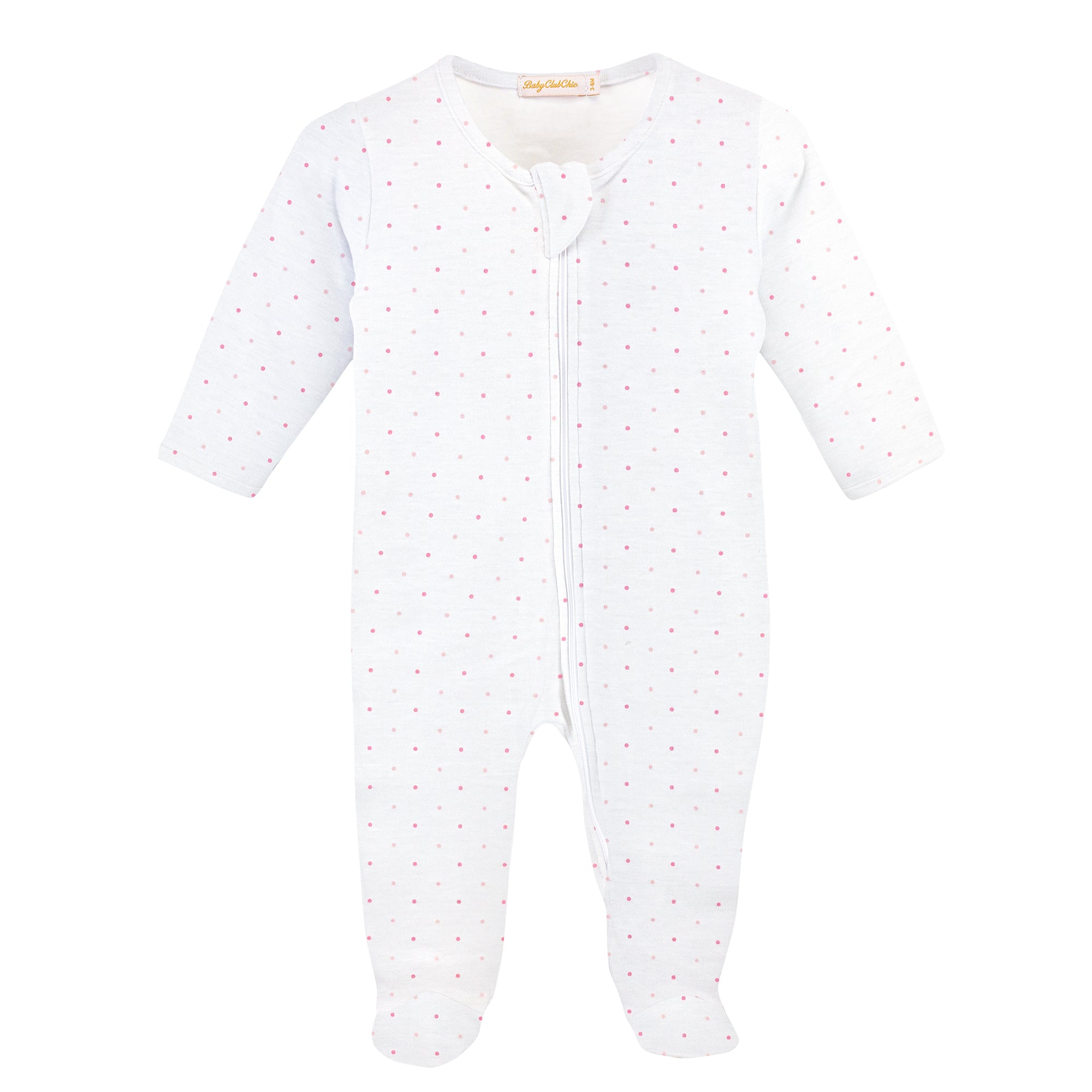 Baby Club Chic Pink Dots Zipped Footie