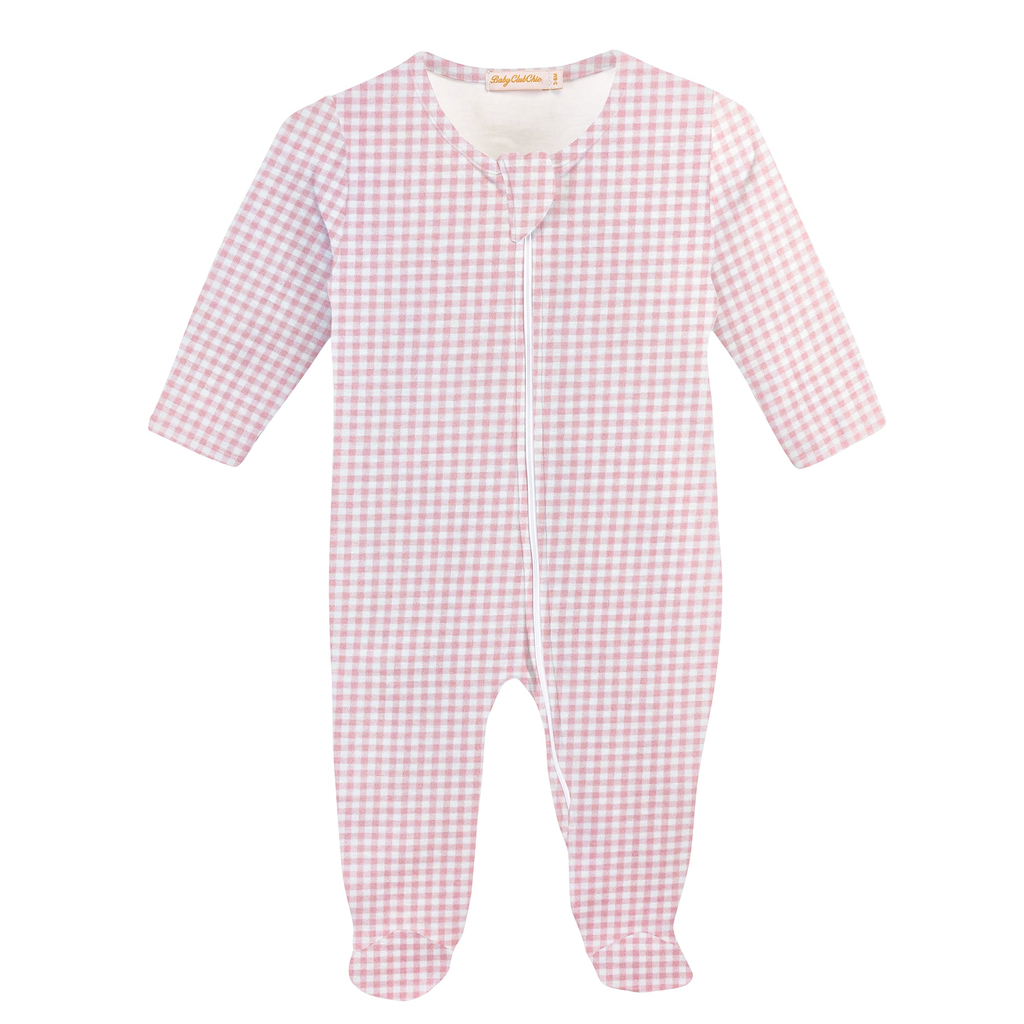 Baby Club Chic Pink Minichecks Zipped Footie