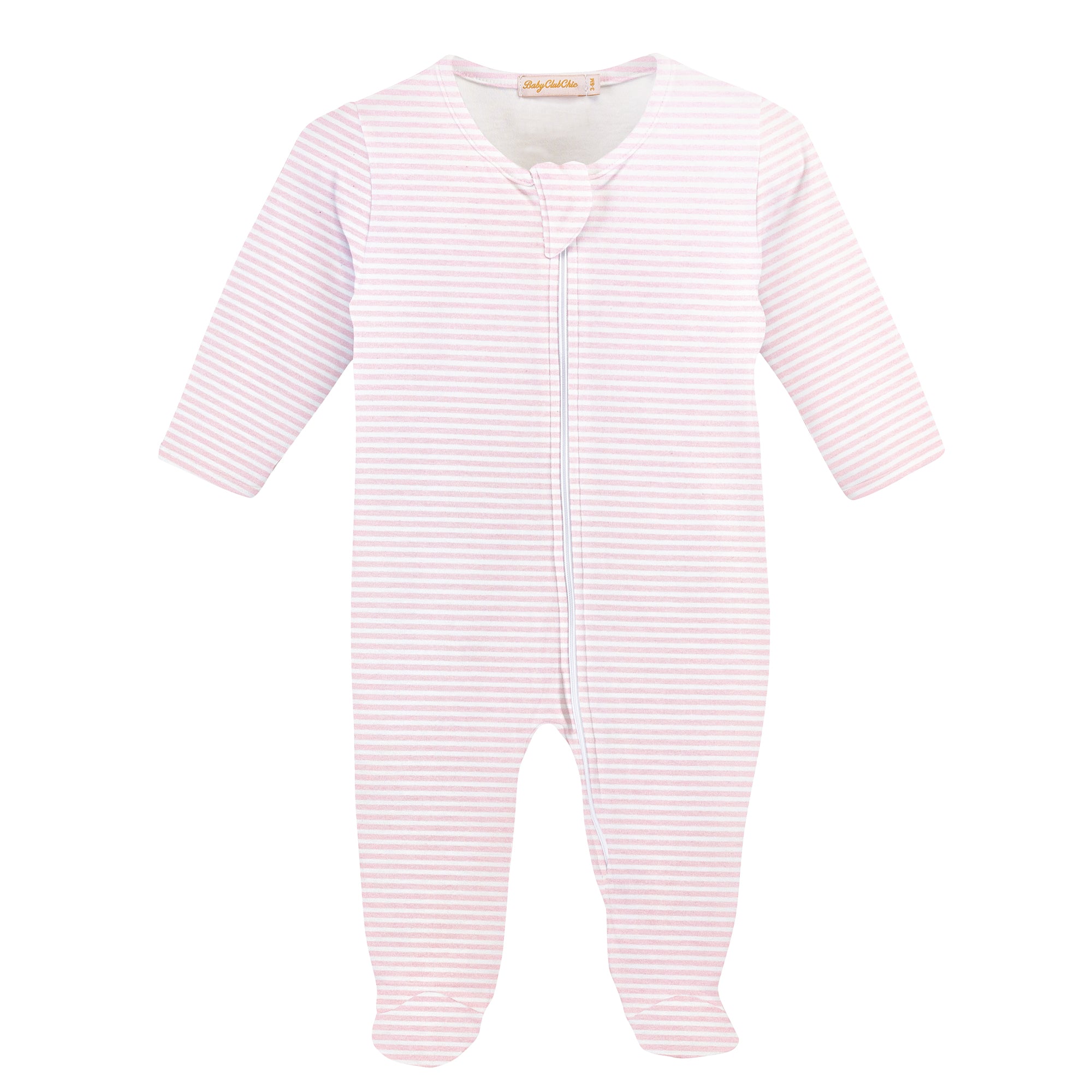 Baby Club Chic Pink Stripes Zipped Footie