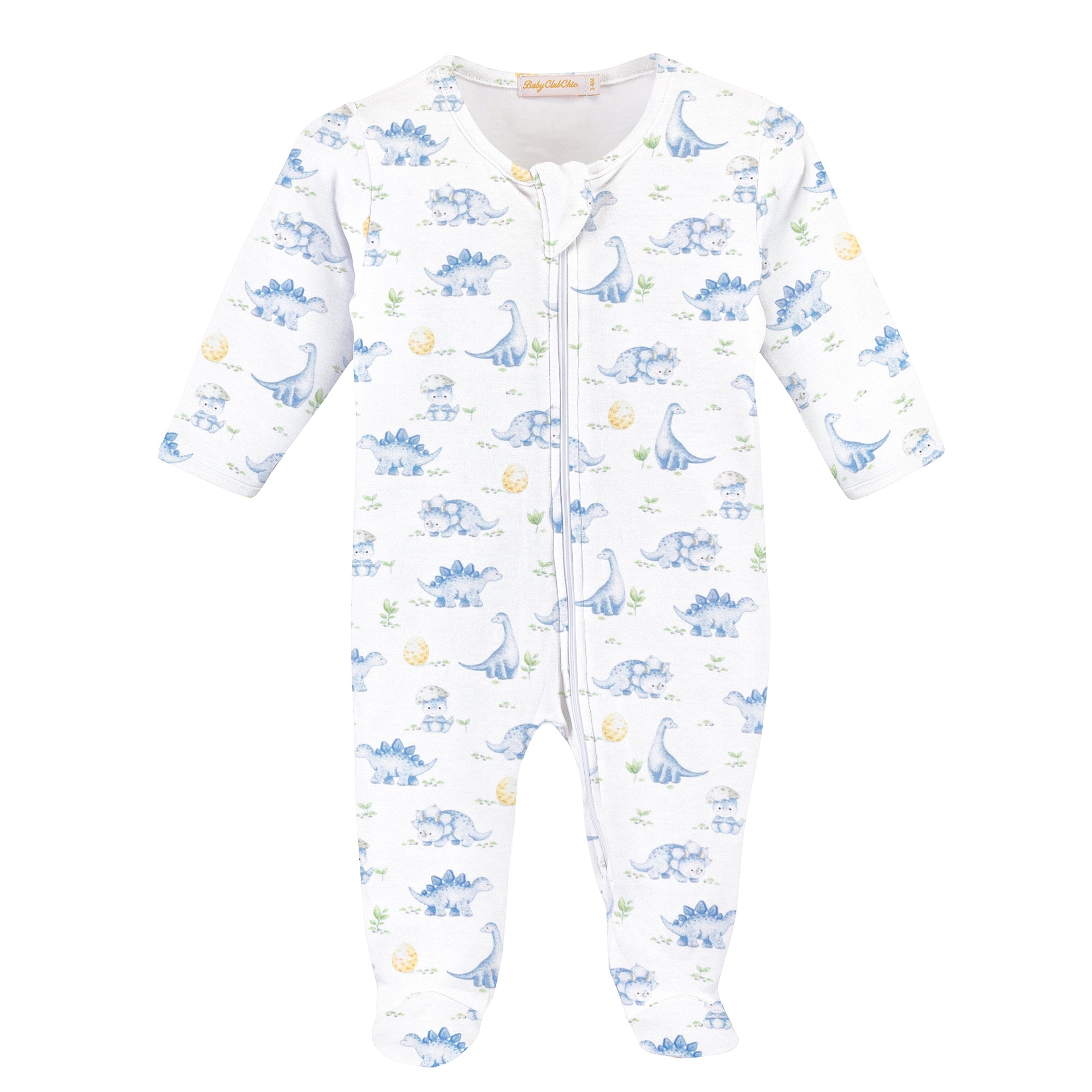 Baby Club Chic Cute Dinos Printed Zipped Footie