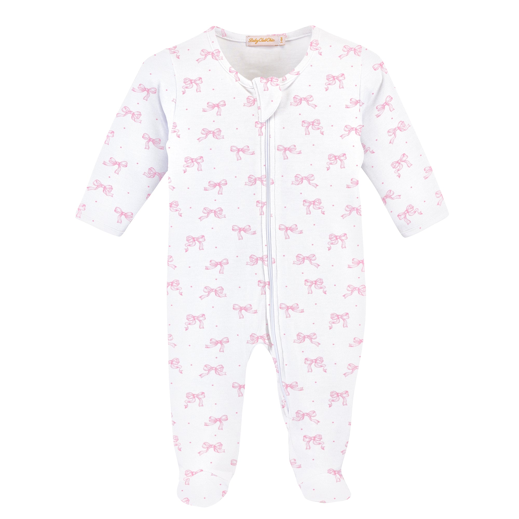 Baby Club Chic Tiny Pretty Bows Printed Zipped Footie