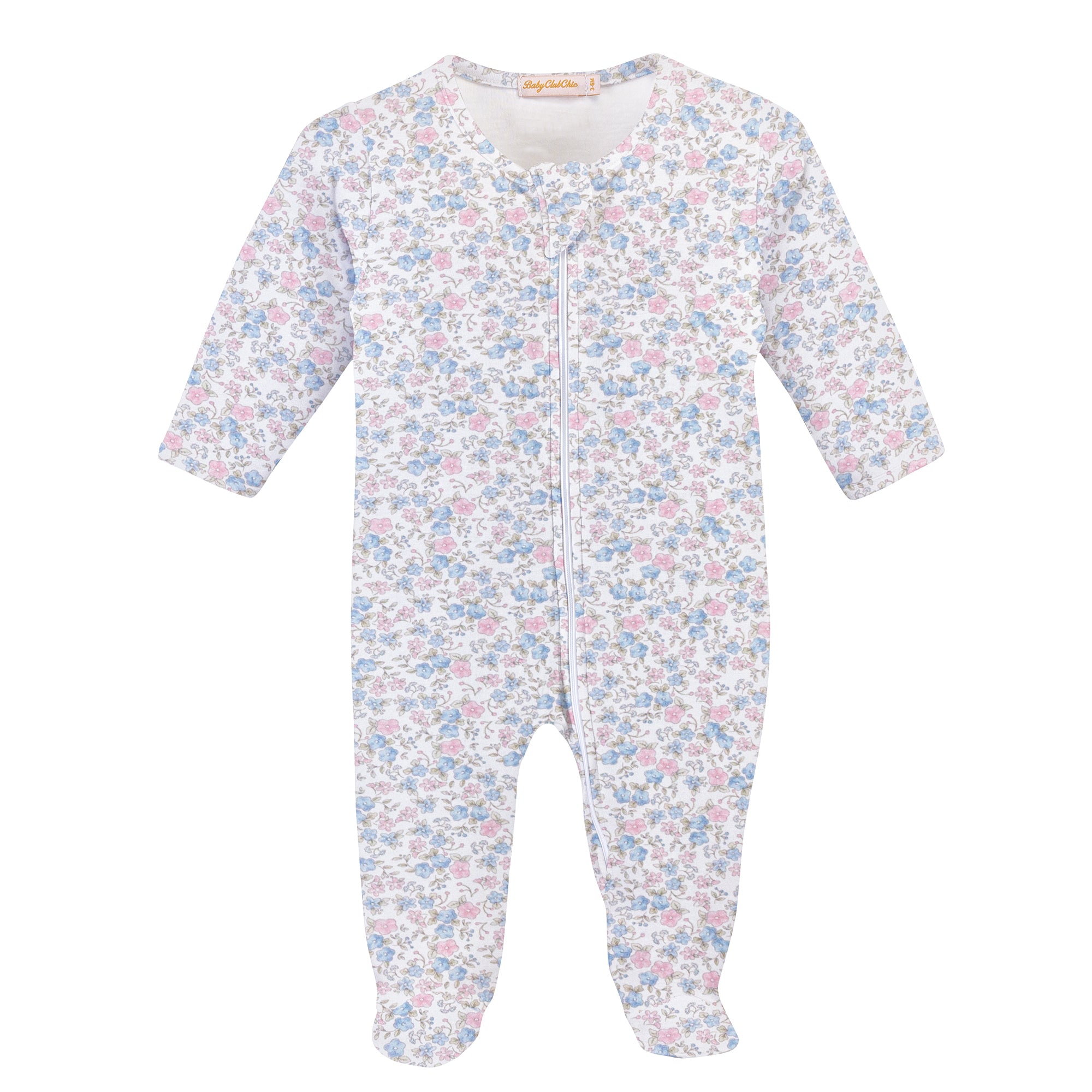 Baby Club Chic Tiny Soft Floral Zipped Footie