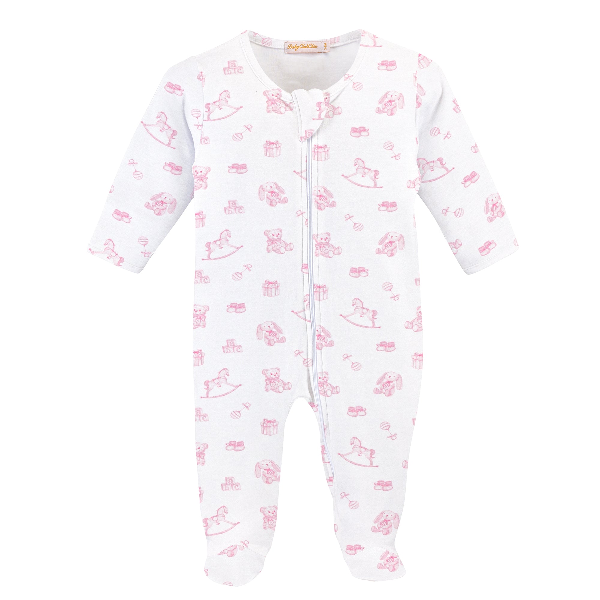 Baby Club Chic Tiny Baby Toys Pink Zipped Footie