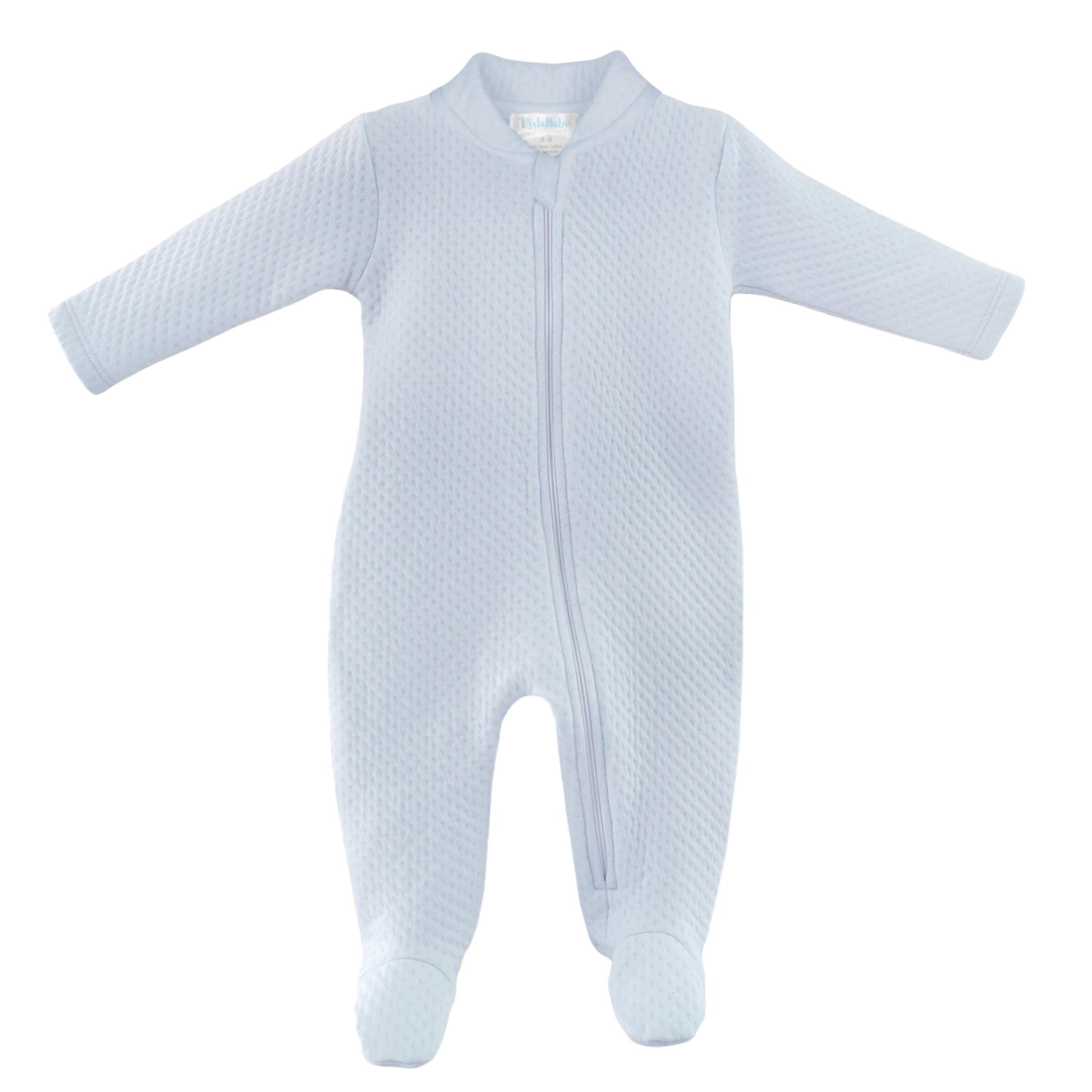 LydaBaby Blue Quilted Collection Zipper Footie