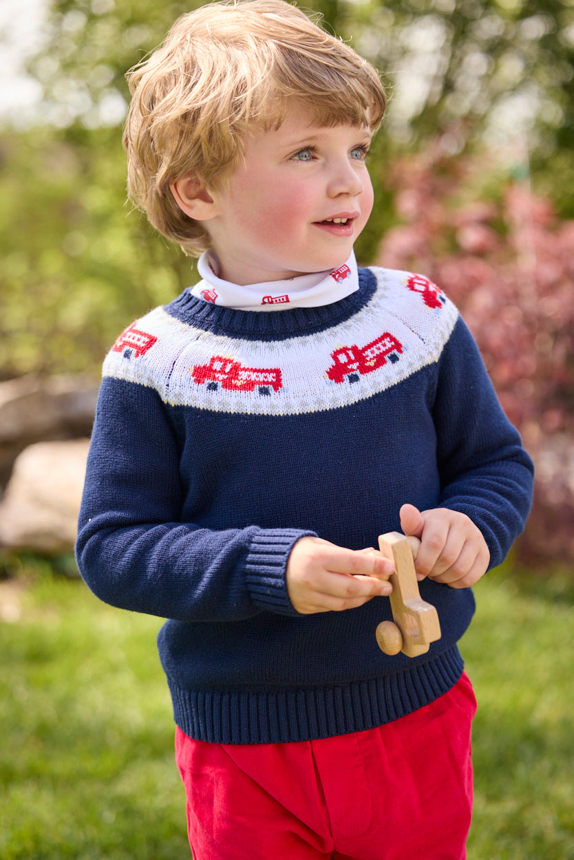 Little English Fair Isle Sweater, Fire Truck