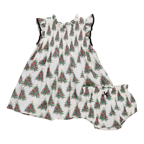 Pink Chicken Stevie Dress Set, Vintage Trees 12-18M Pink Chicken Stevie Dress Set, Vintage Trees 12-18M