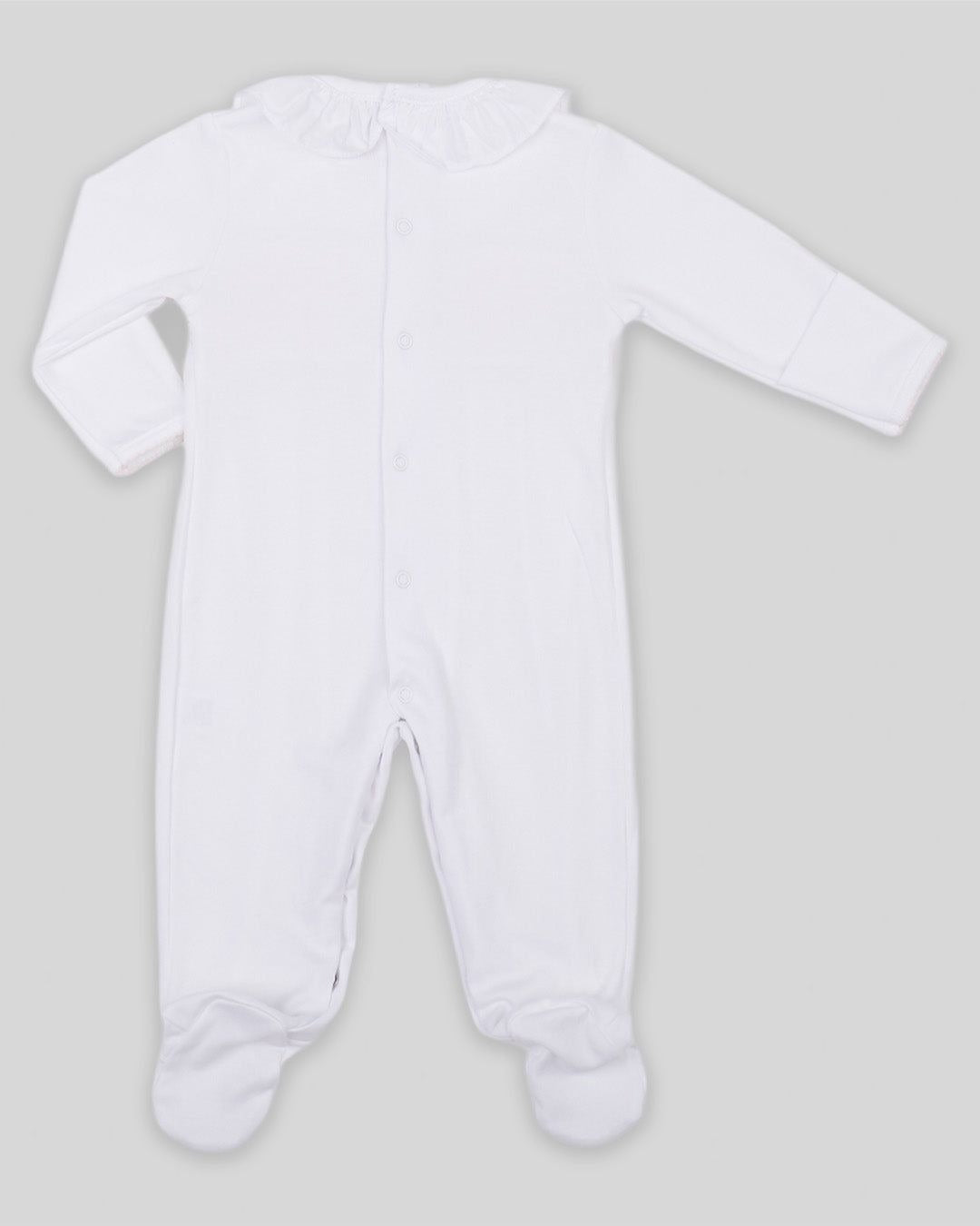 Miocotton Hand Smocked Alma Footie, White