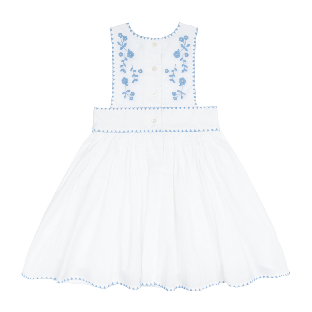 Minnow White Wide Band Pinafore Dress with Embroidery