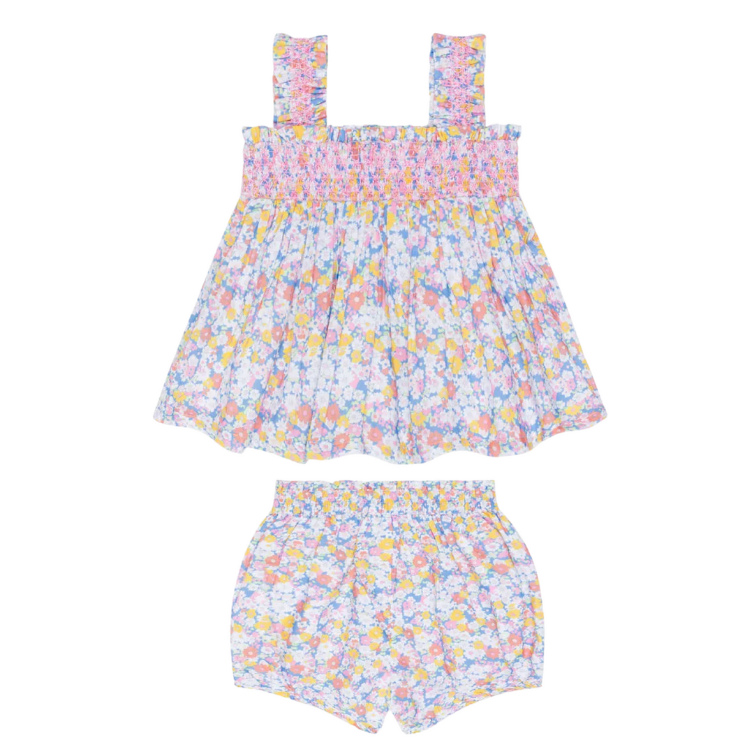 Minnow Jasmine Blossom Smocked Top & Bloomer Set