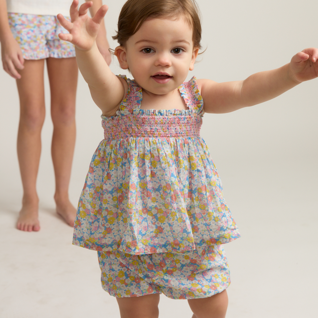 Minnow Jasmine Blossom Smocked Top & Bloomer Set