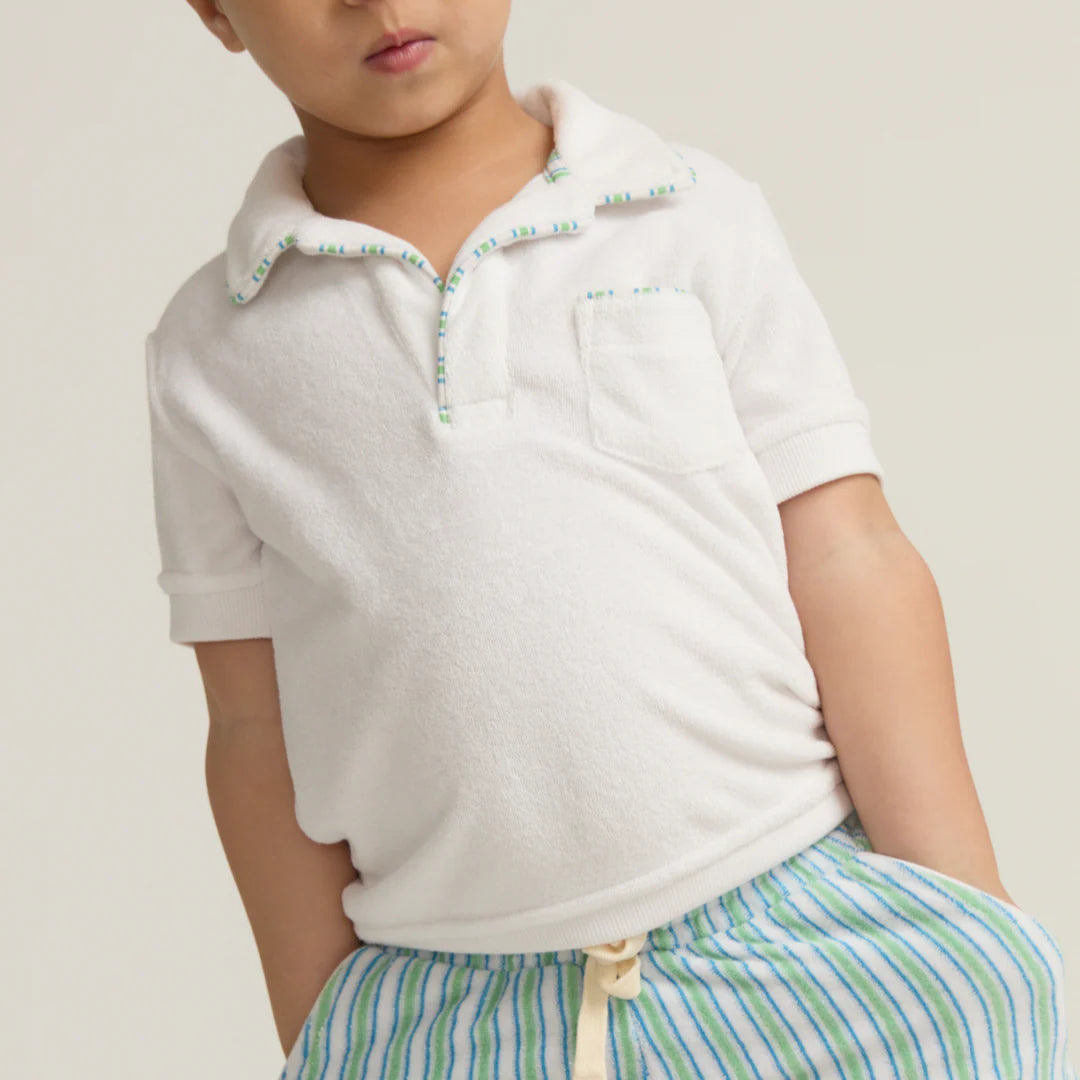 Minnow Terry Polo, Unisex Shell White