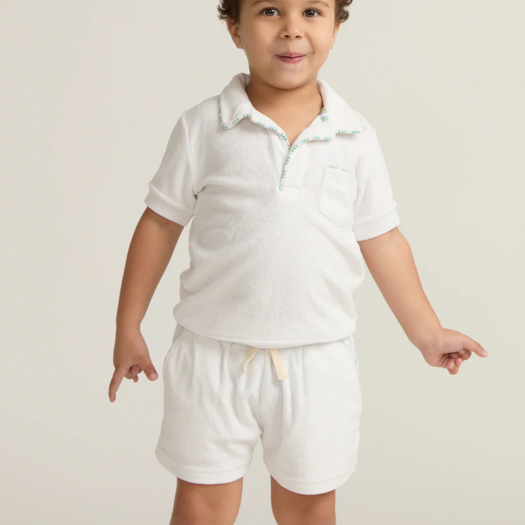 Minnow Terry Polo, Unisex Shell White