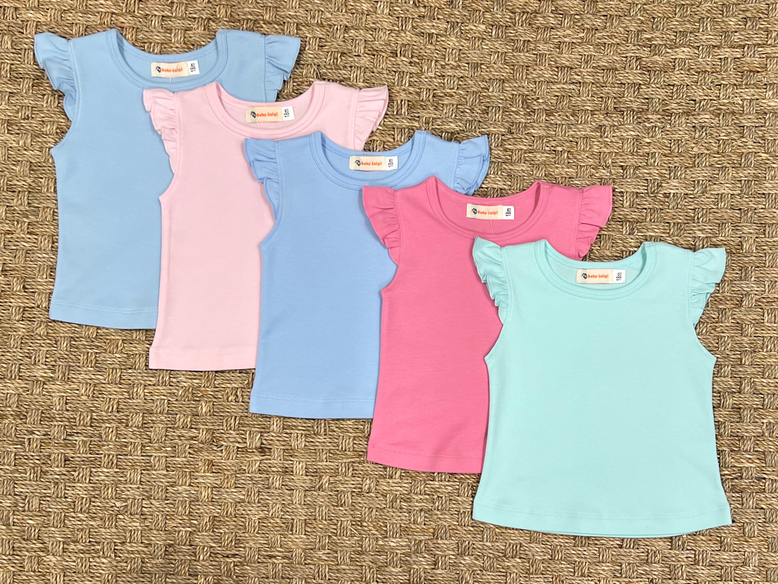 Luigi Flutter Sleeve Top, Light Sky Blue