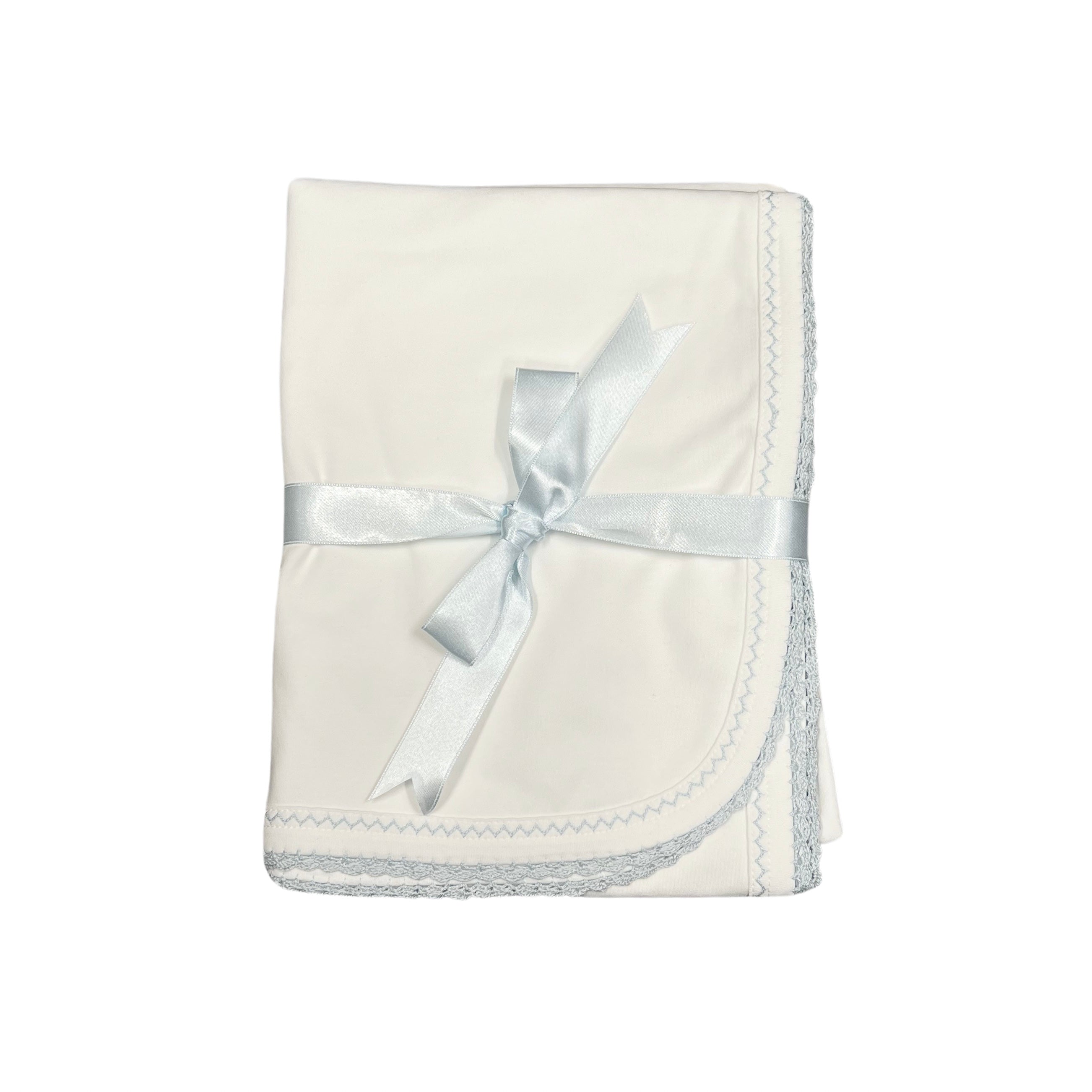 Squiggles White Blanket with Colored Trim