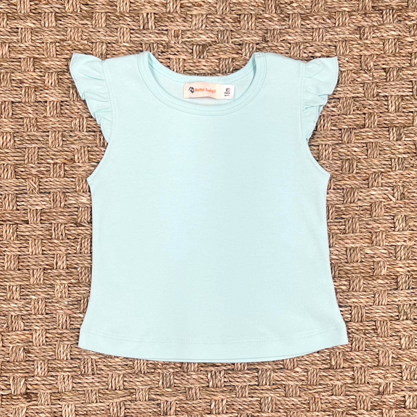 Luigi Flutter Sleeve Top, Seafoam Green