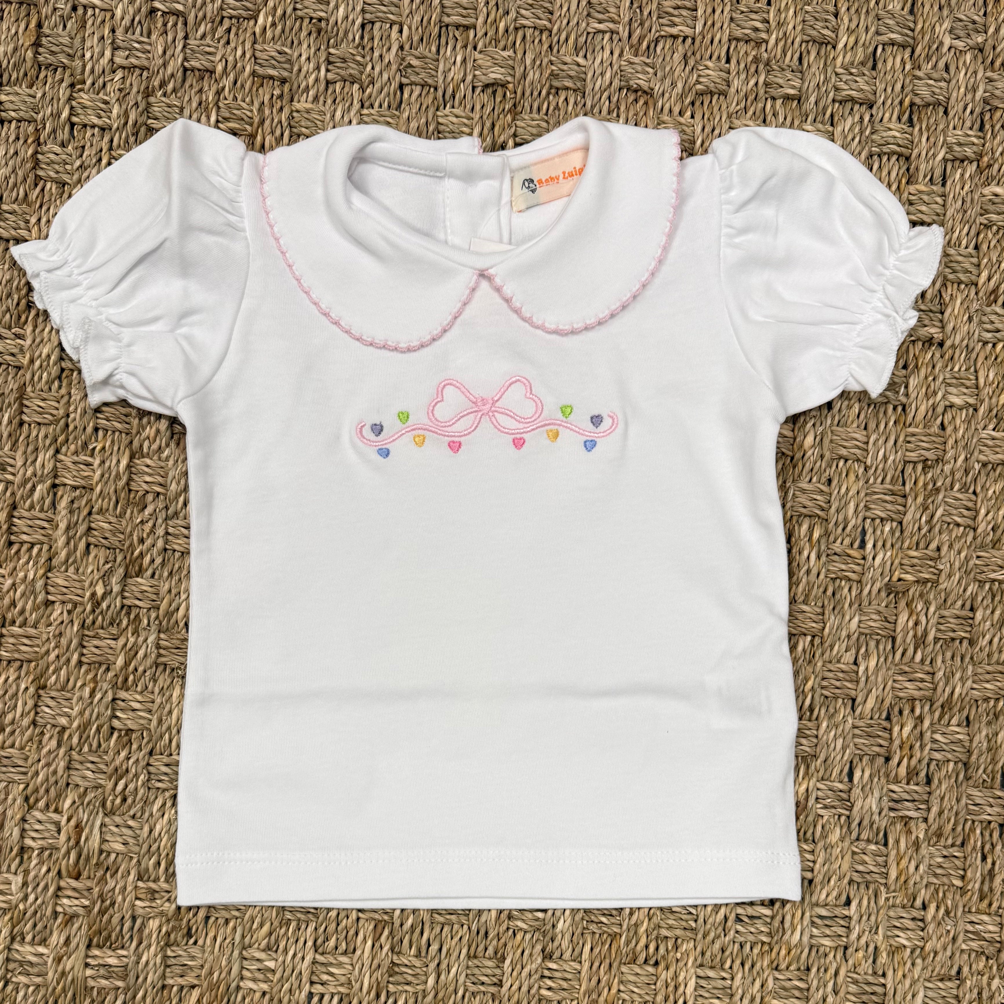 Luigi Gathered Blouse, Bow with Hearts