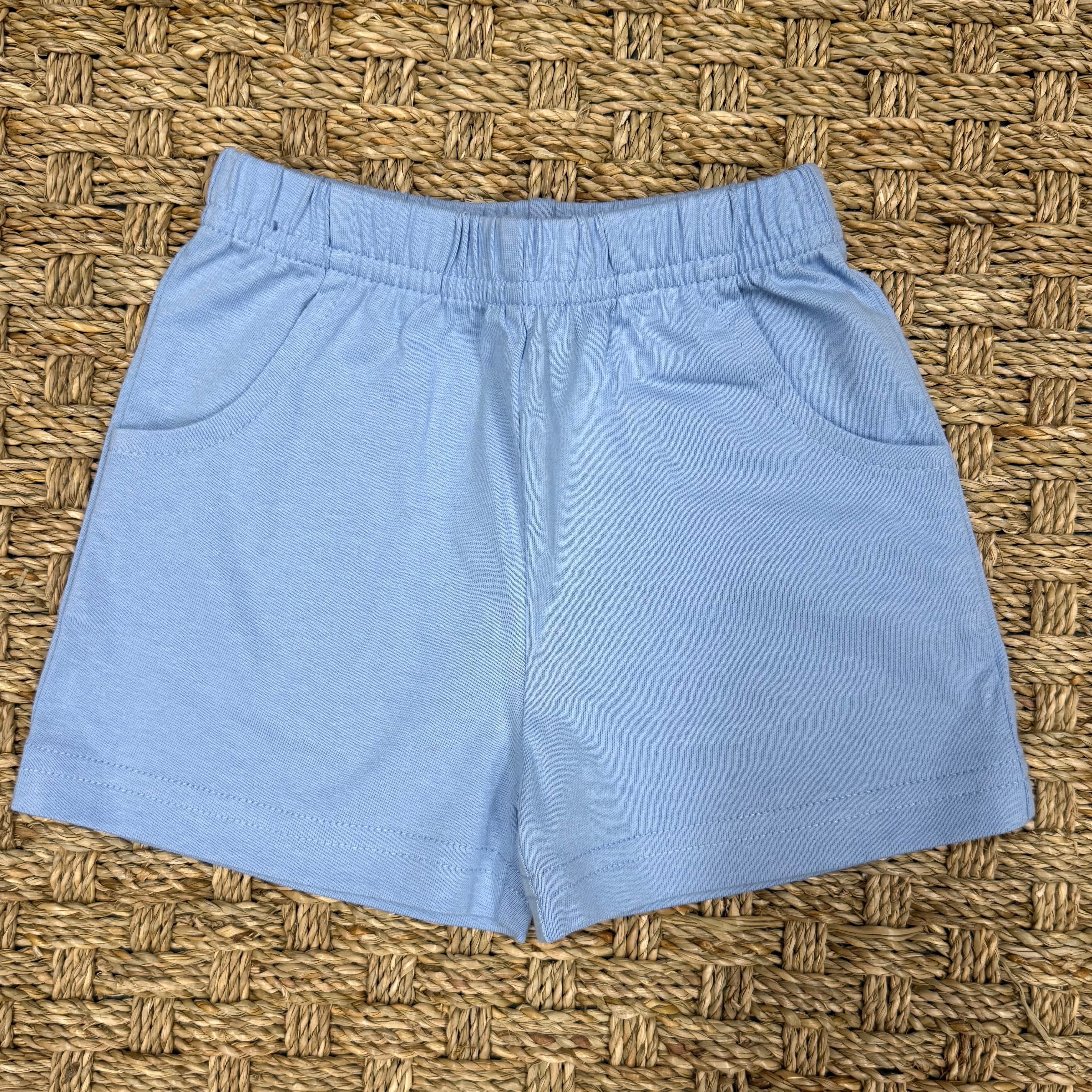 Luigi Jersey Shorts with Pockets, Sky Blue