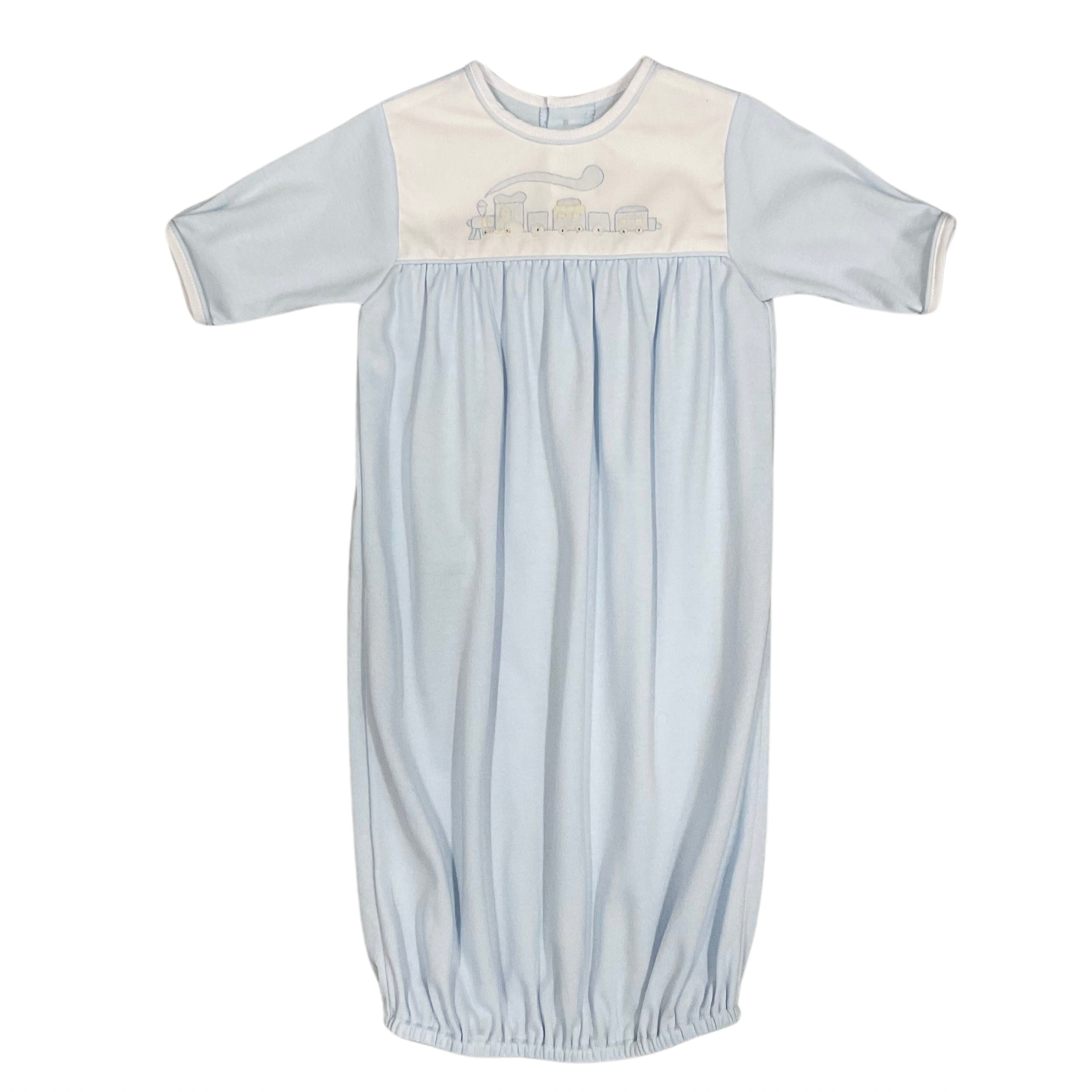 Auraluz Blue Knit Saque with Train Embroidery