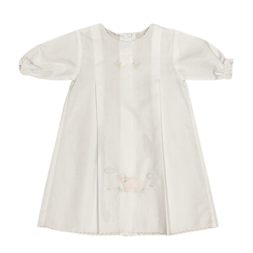 Auraluz LS Day Gown with Pink Lamb Embroidery - shopnurseryrhymes