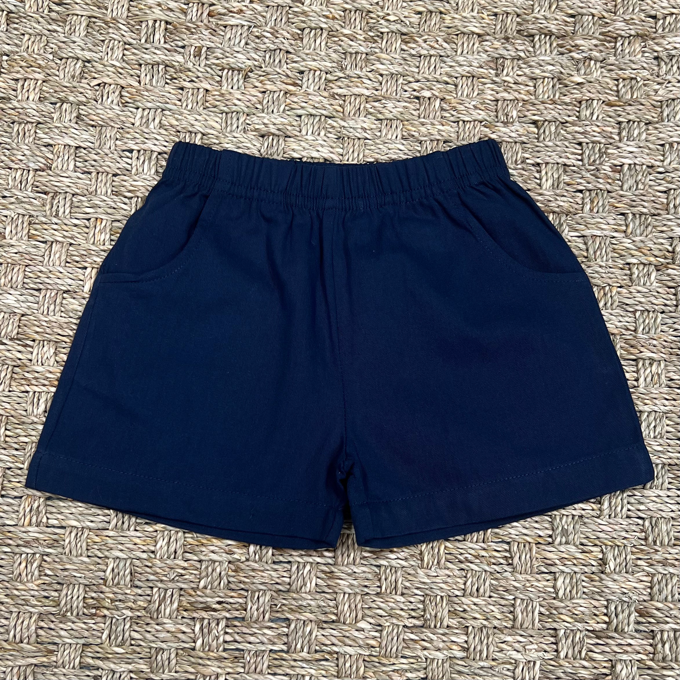 Luigi Twill Shorts with Front Pockets, Dark Navy