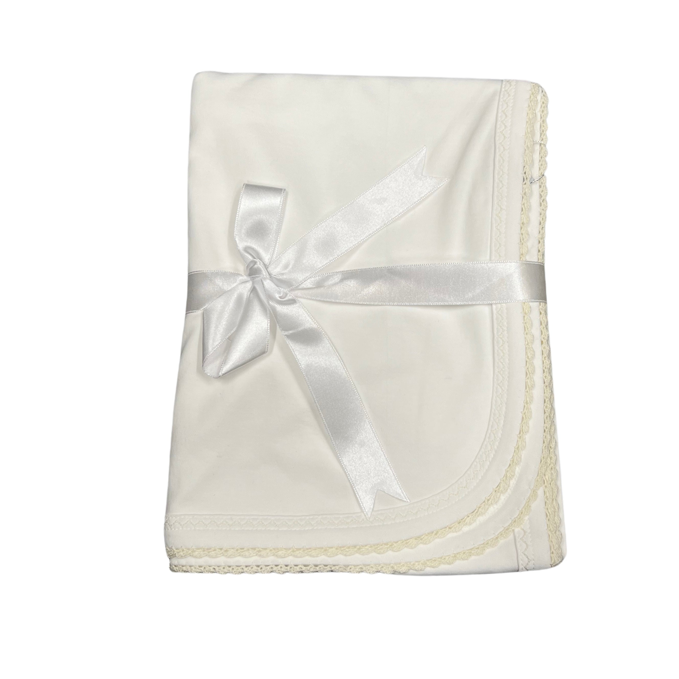 Squiggles White Blanket with Colored Trim