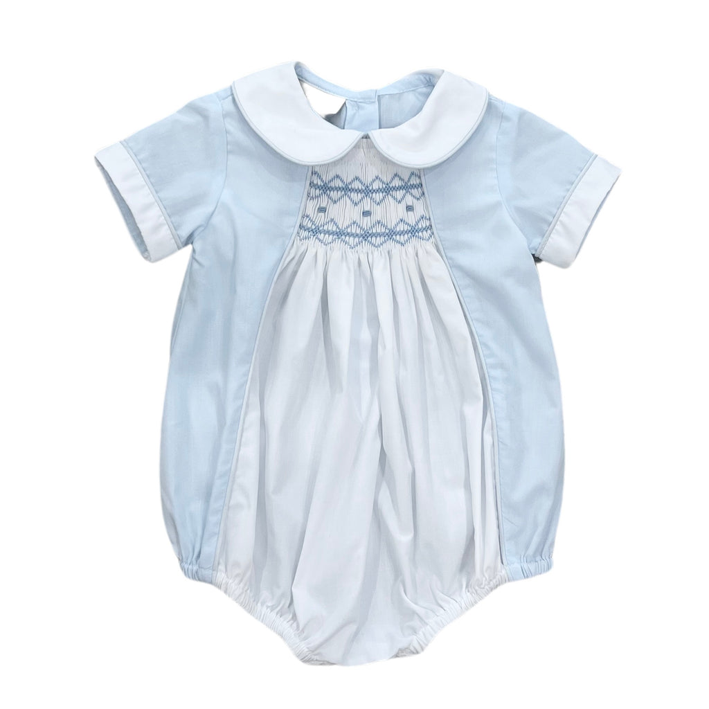 Marco & Lizzy Emily & Jason Blue and White Smocked Romper