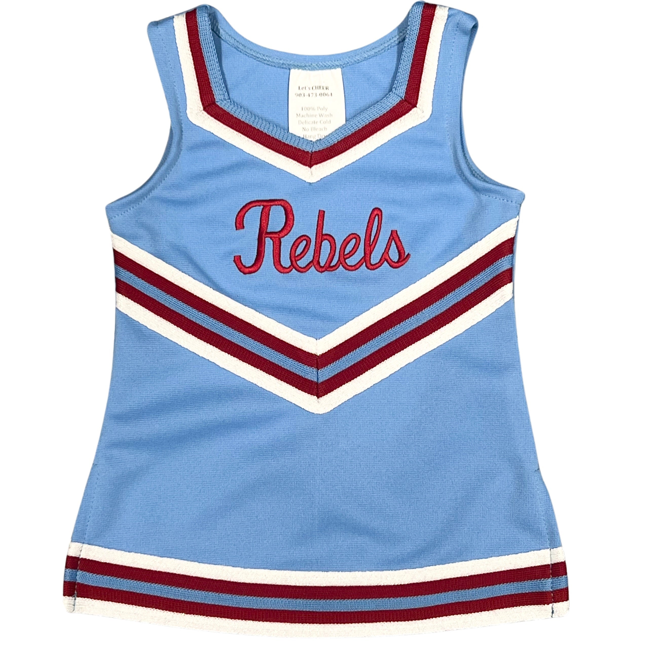 Let's Cheer Powder Blue Rebels Cheerleader Dress Uniform