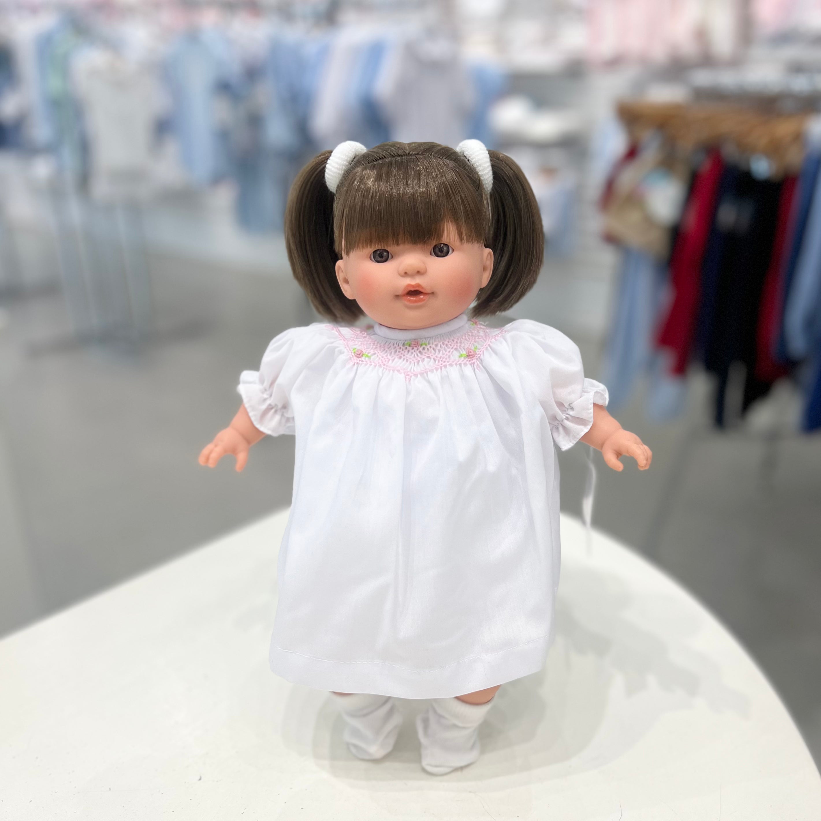 Rosalina Megan Brunette Doll with White Roselle Bishop