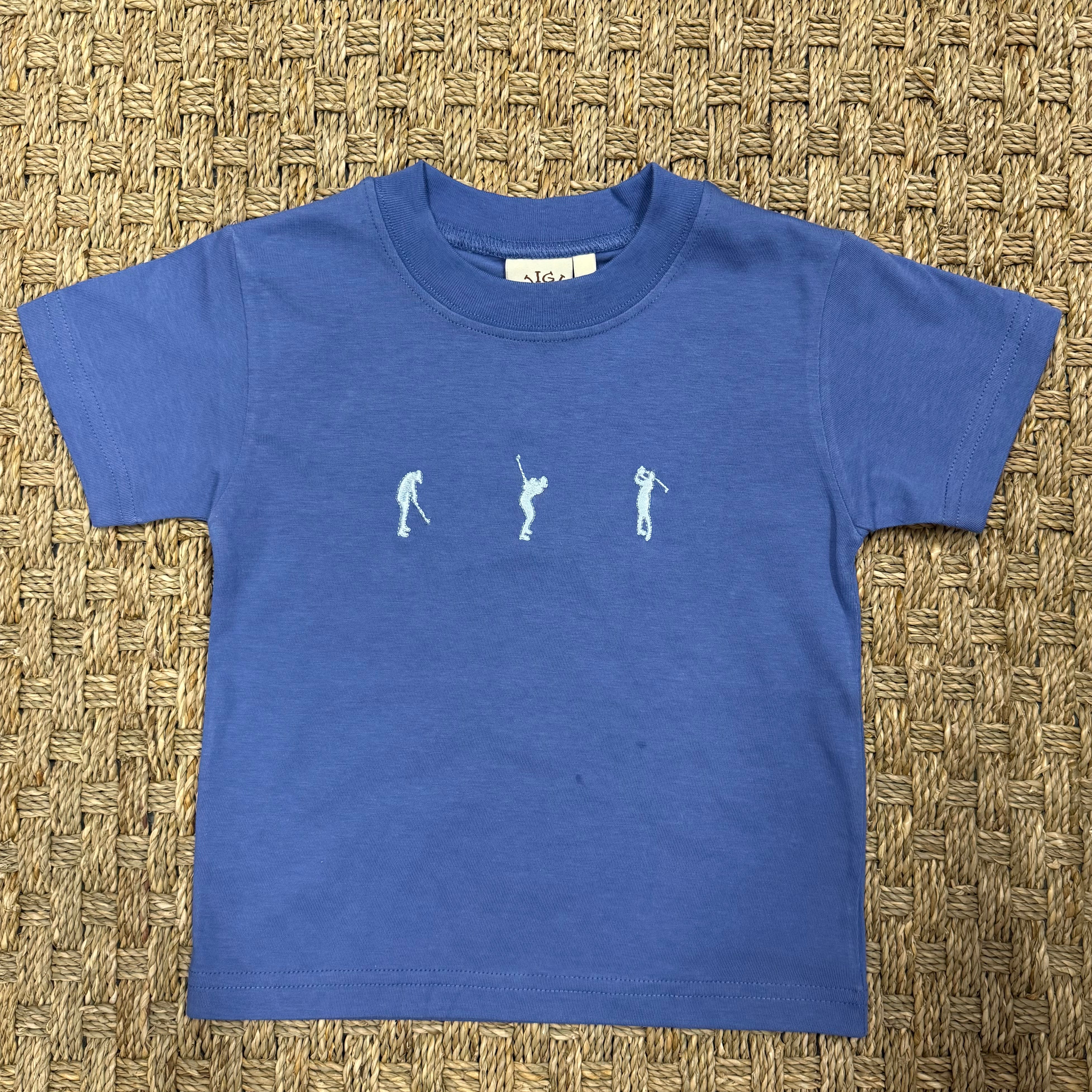 Luigi Tee, Three Golf Icons on Dark Chambray