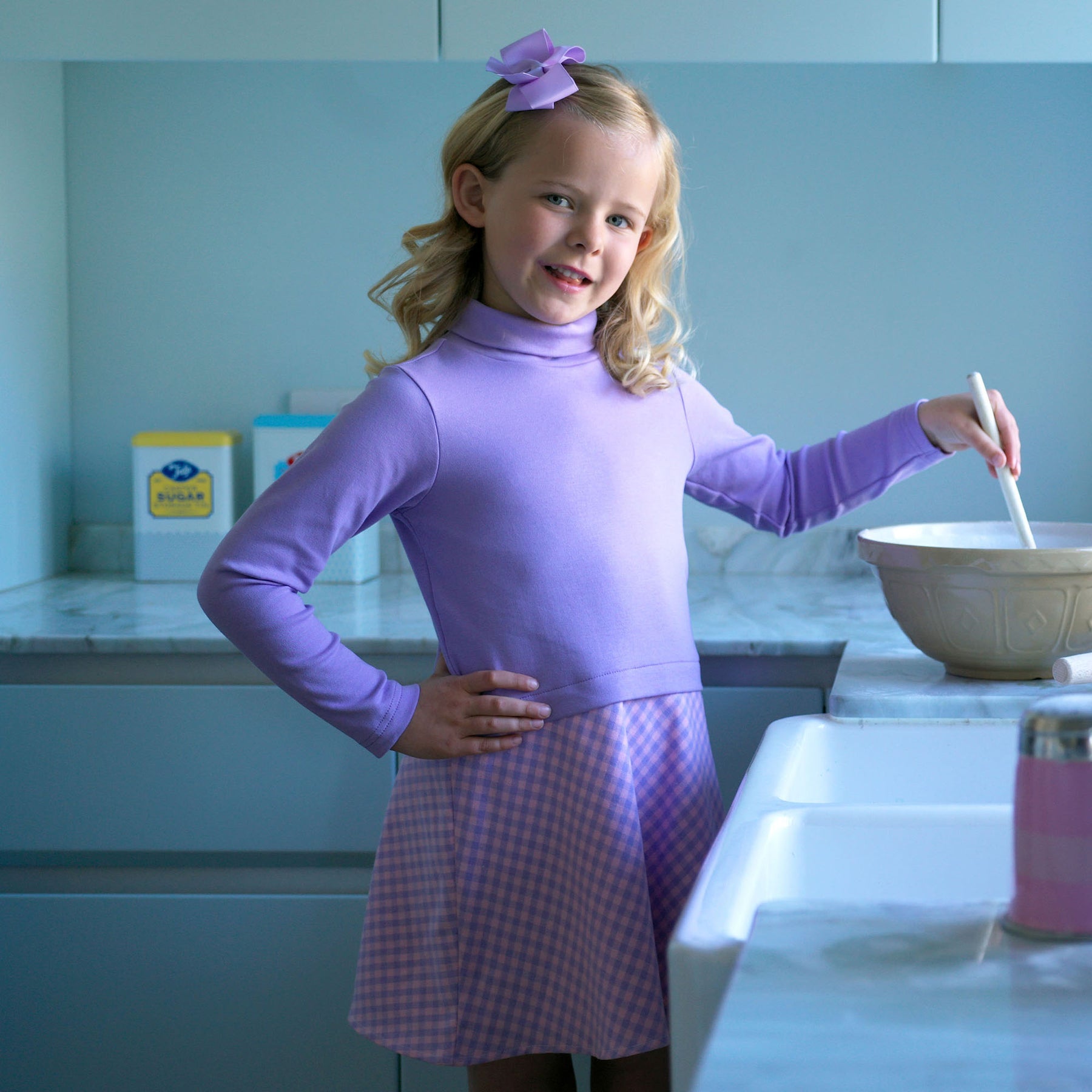 Rachel Riley Turtleneck Check Dress