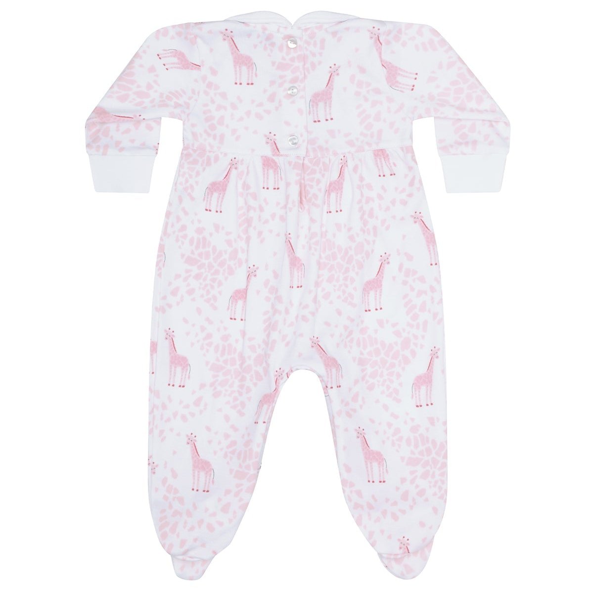 Nella Pima Pink Giraffe Print Smocked Footie