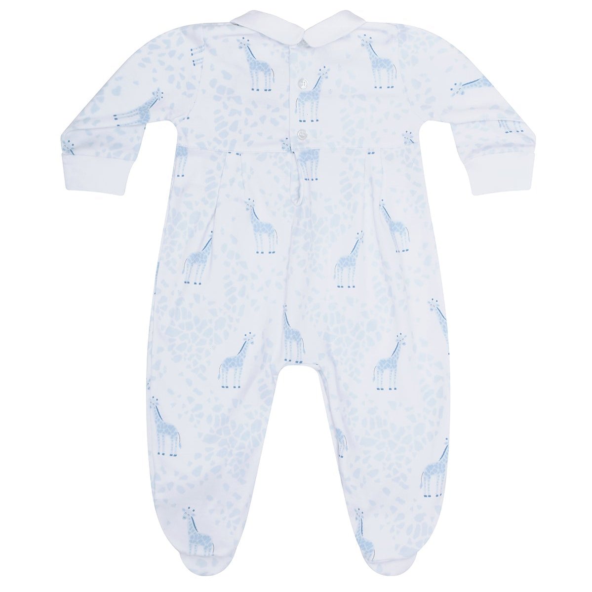 Nella Pima Blue Giraffe Print Smocked Footie