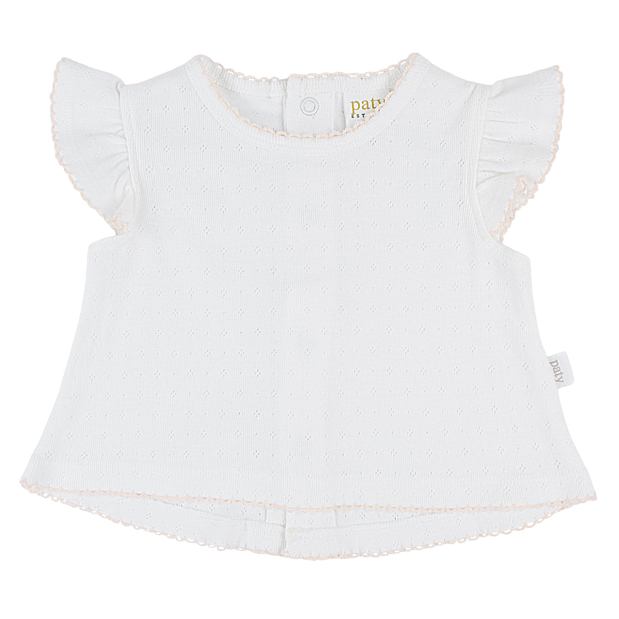 Paty Organic Cotton Pointelle Diaper Set, White with Pink