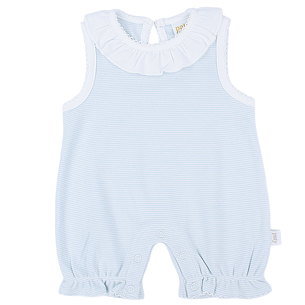 Paty Organic Cotton Ruffle Collar Bubble, Blue Stripe