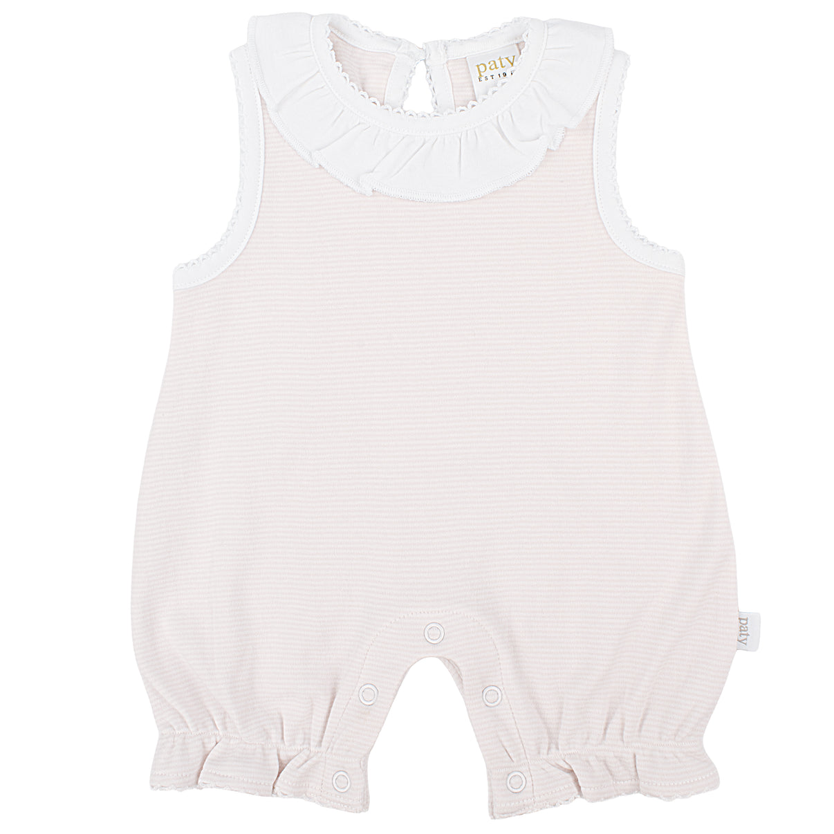 Paty Organic Cotton Ruffle Collar Bubble, Pink Stripe