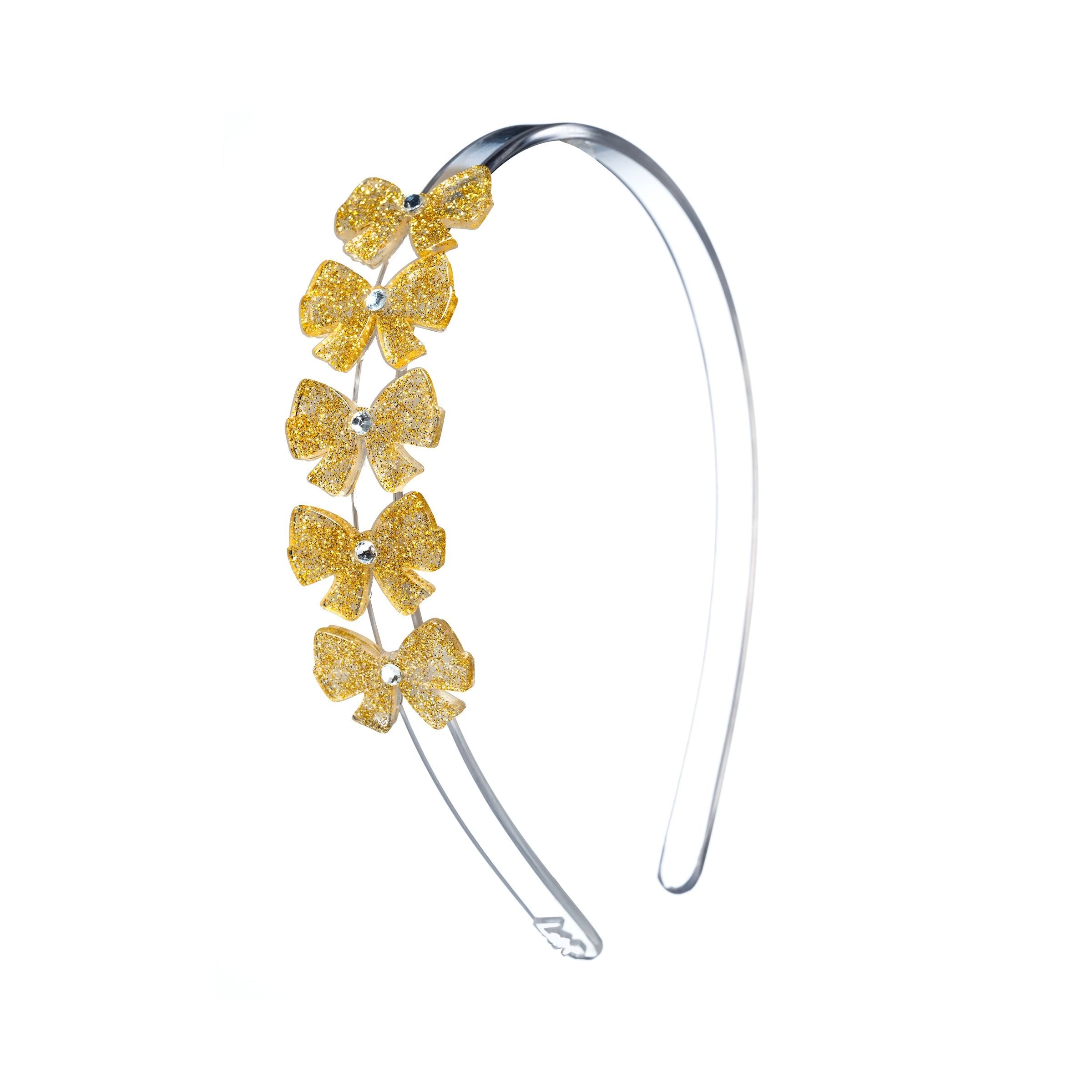 Lilies & Roses Bows Glitter Gold Headband