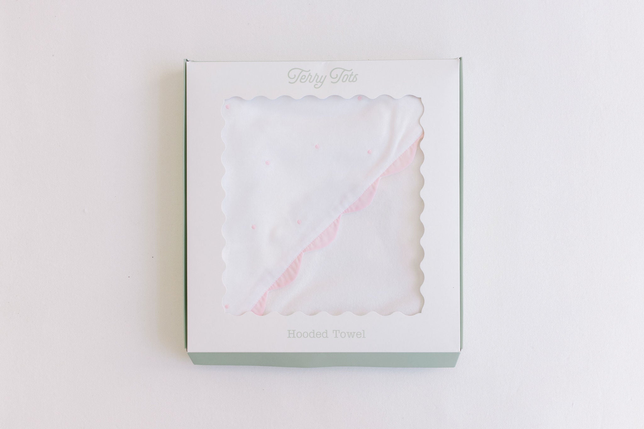 Terry Tots Hooded Towel, Pink Embroidered Dots