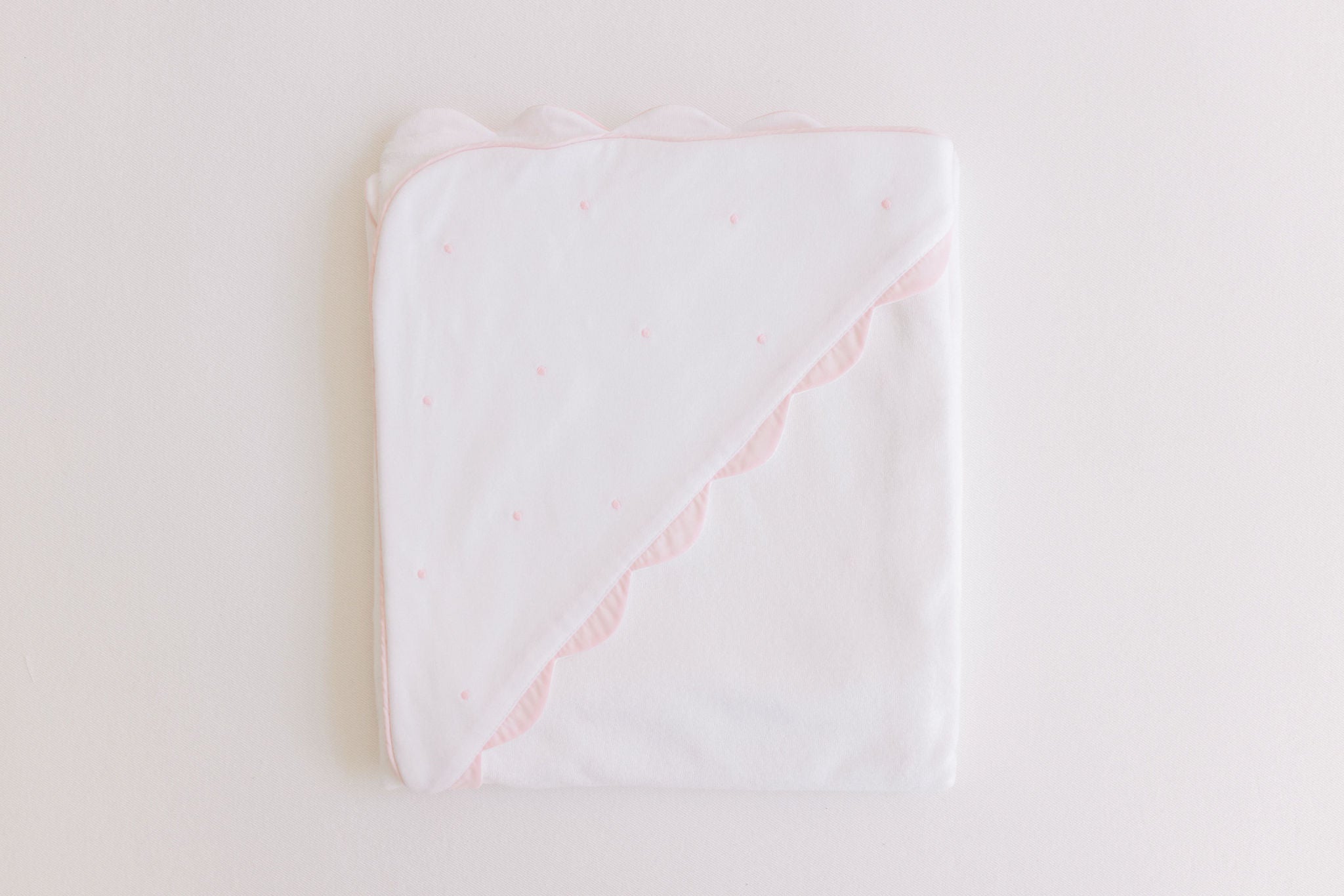 Terry Tots Hooded Towel, Pink Embroidered Dots