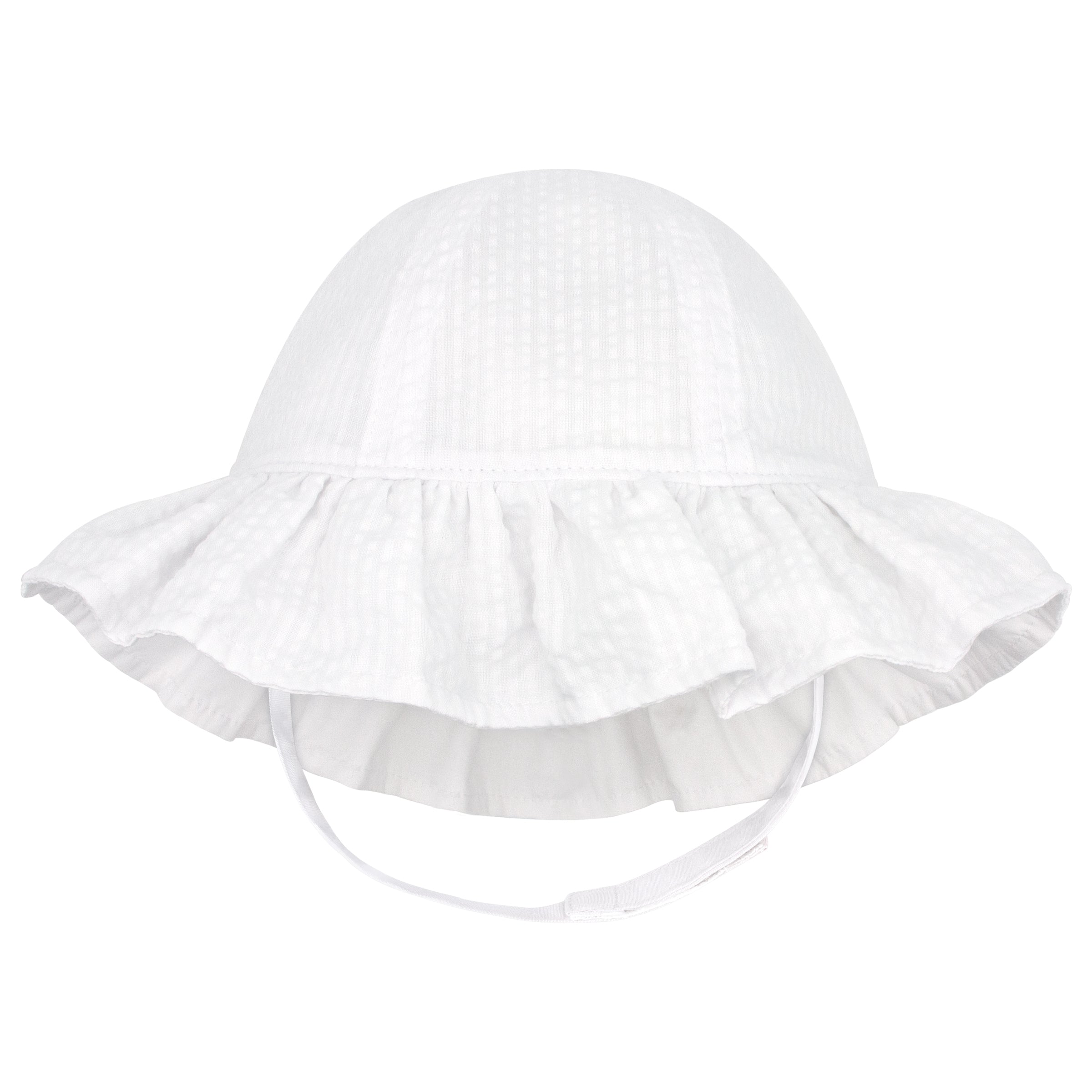 Wee Ones Reversible Ruffle Brim Sun Hat, White