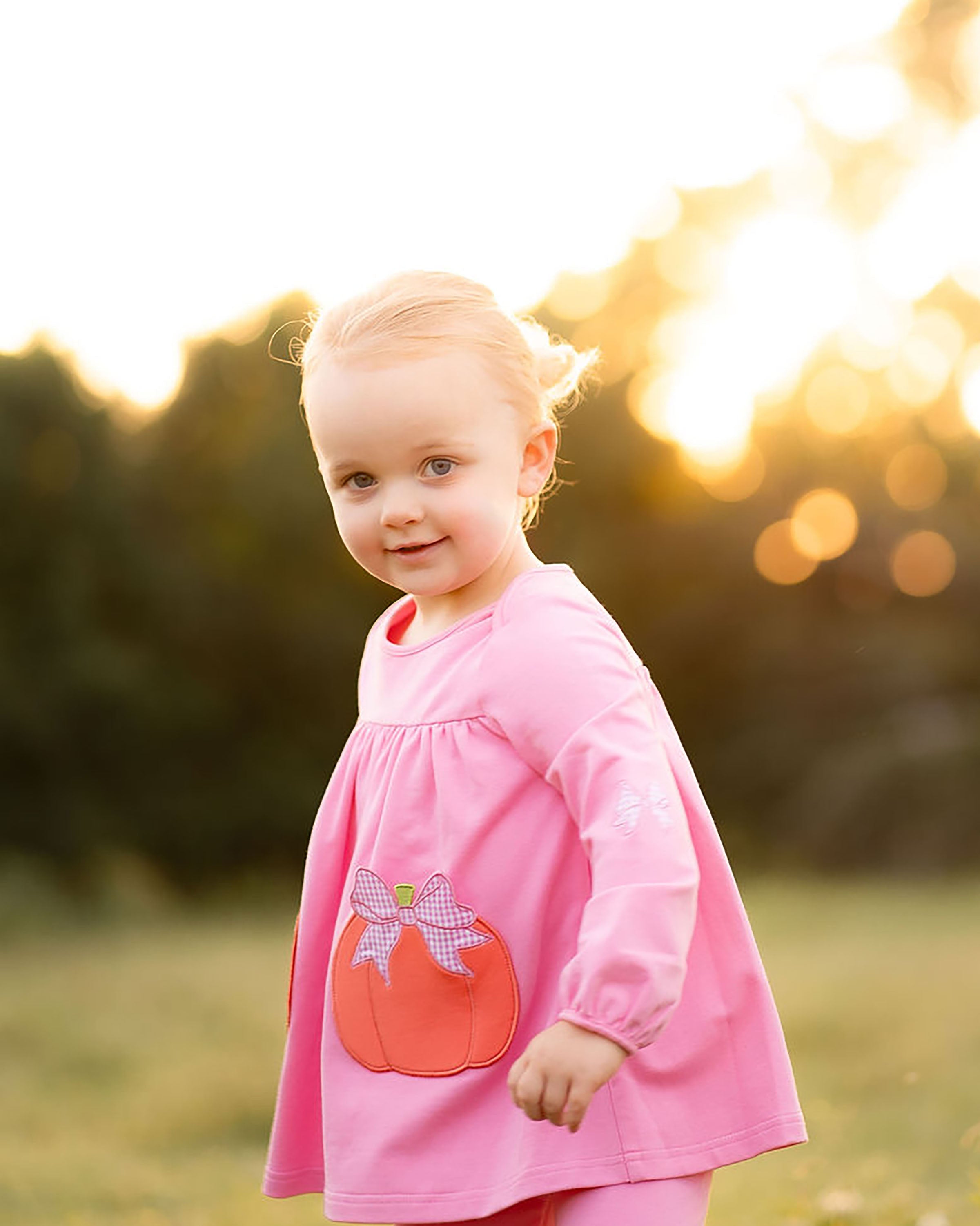 Yellow Lamb Tabby Tunic and Leggings, Pumpkins