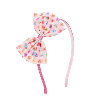 Sweet Wink Candy Hearts Tulle Bow Headband