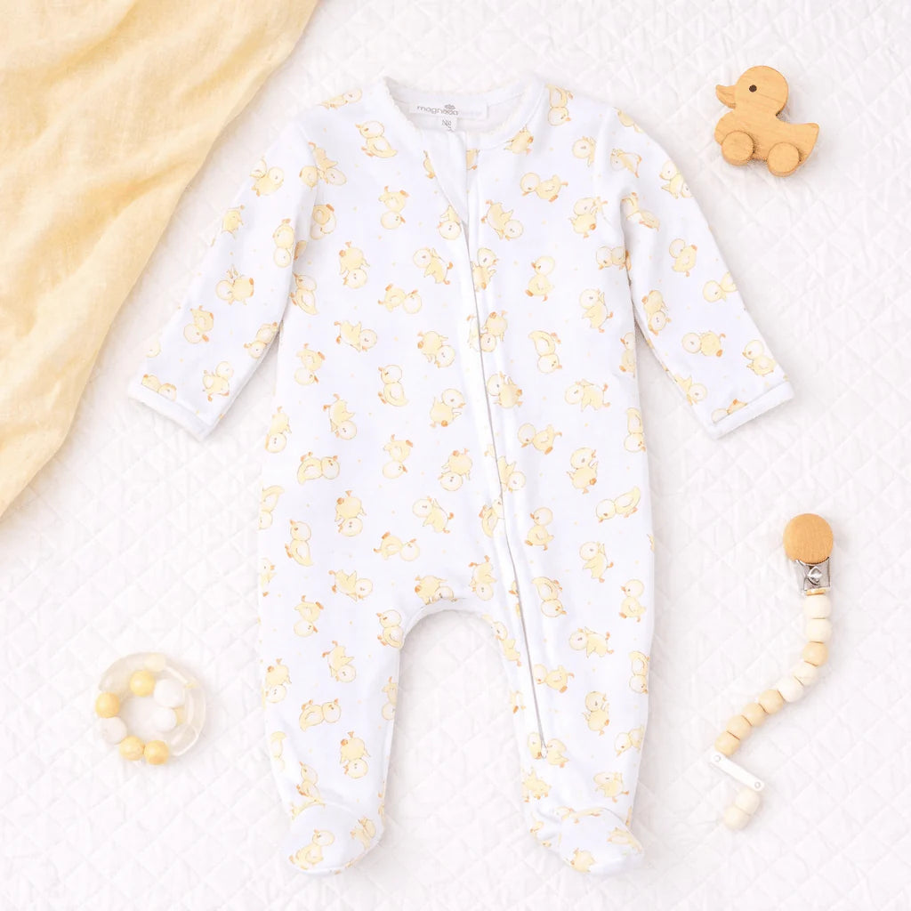 Magnolia Baby Downy Ducklings Print Zip Footie