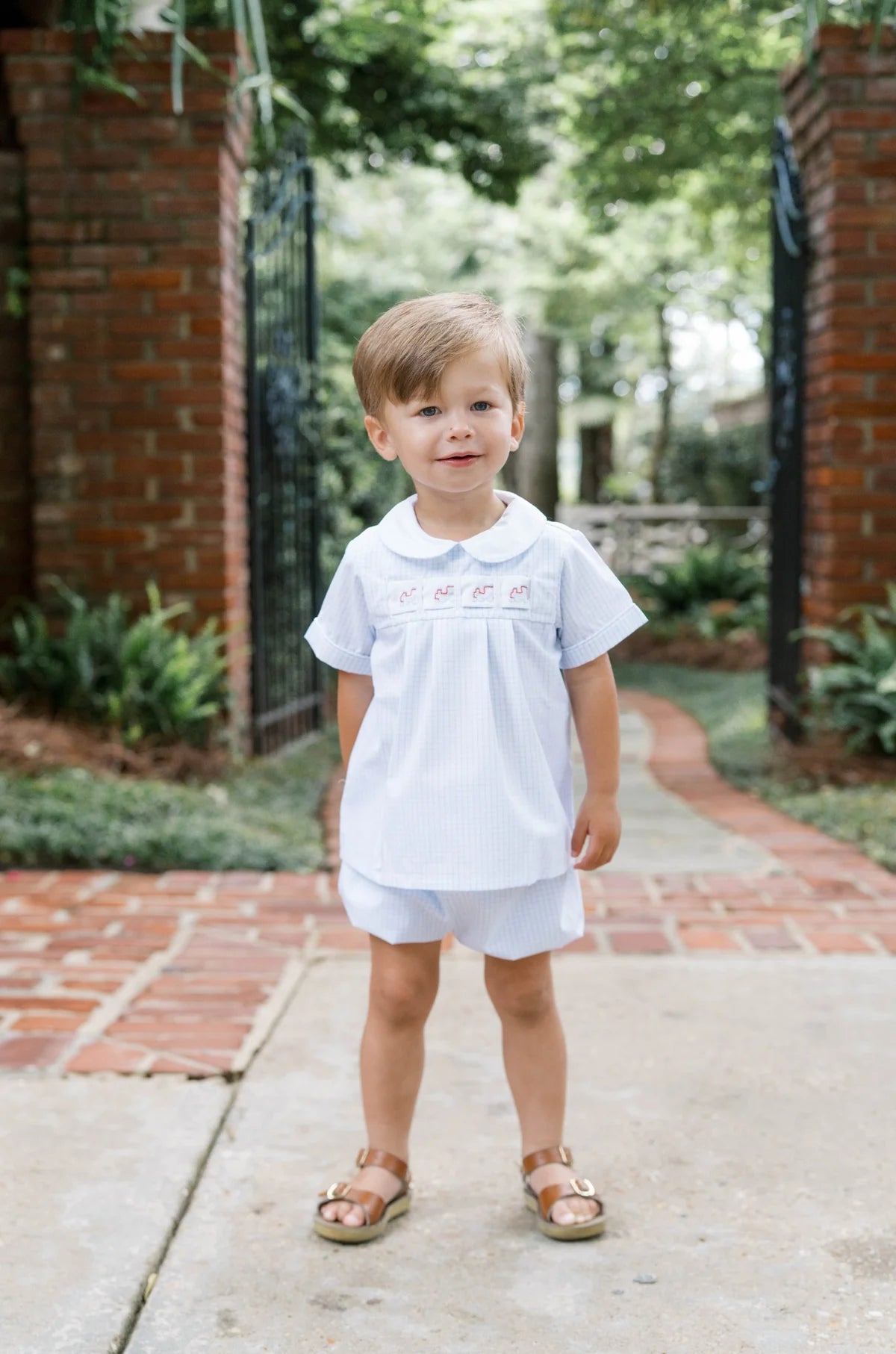 Lullaby Set Noah Ribbon Bloomer Set, Classic Blue Windowpane