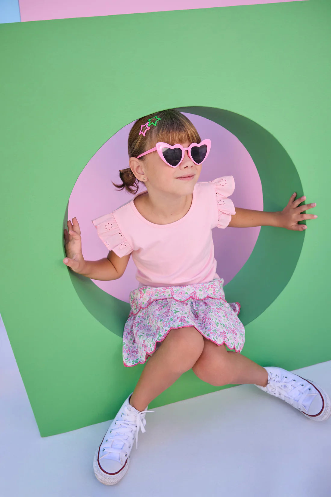 Bisby Two-Tiered Skort- Pink Bloomsbury Blossoms