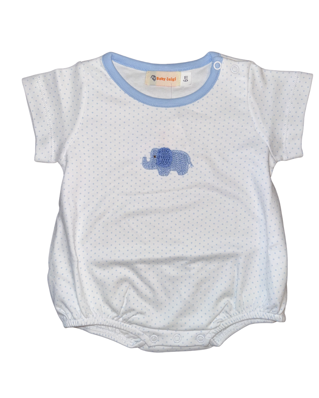 Luigi Boy Bubble Crochet Elephant, Blue Dot