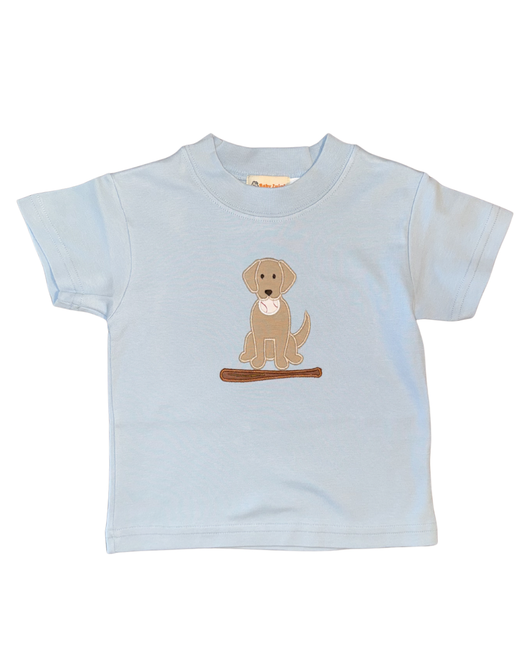 Luigi Lab with Baseball in Mouth on Light Blue