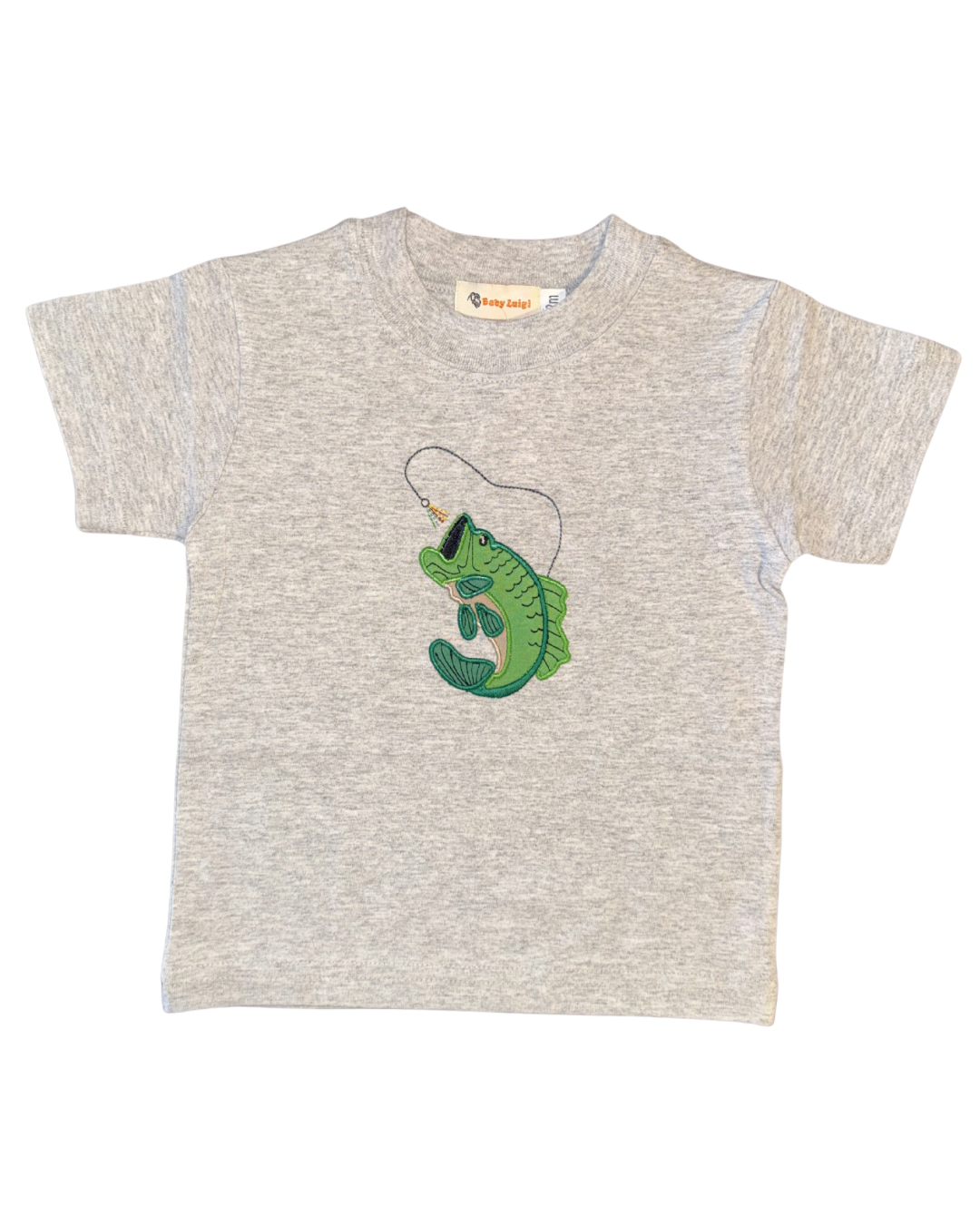 Luigi Tee Trout with Lure on Gray